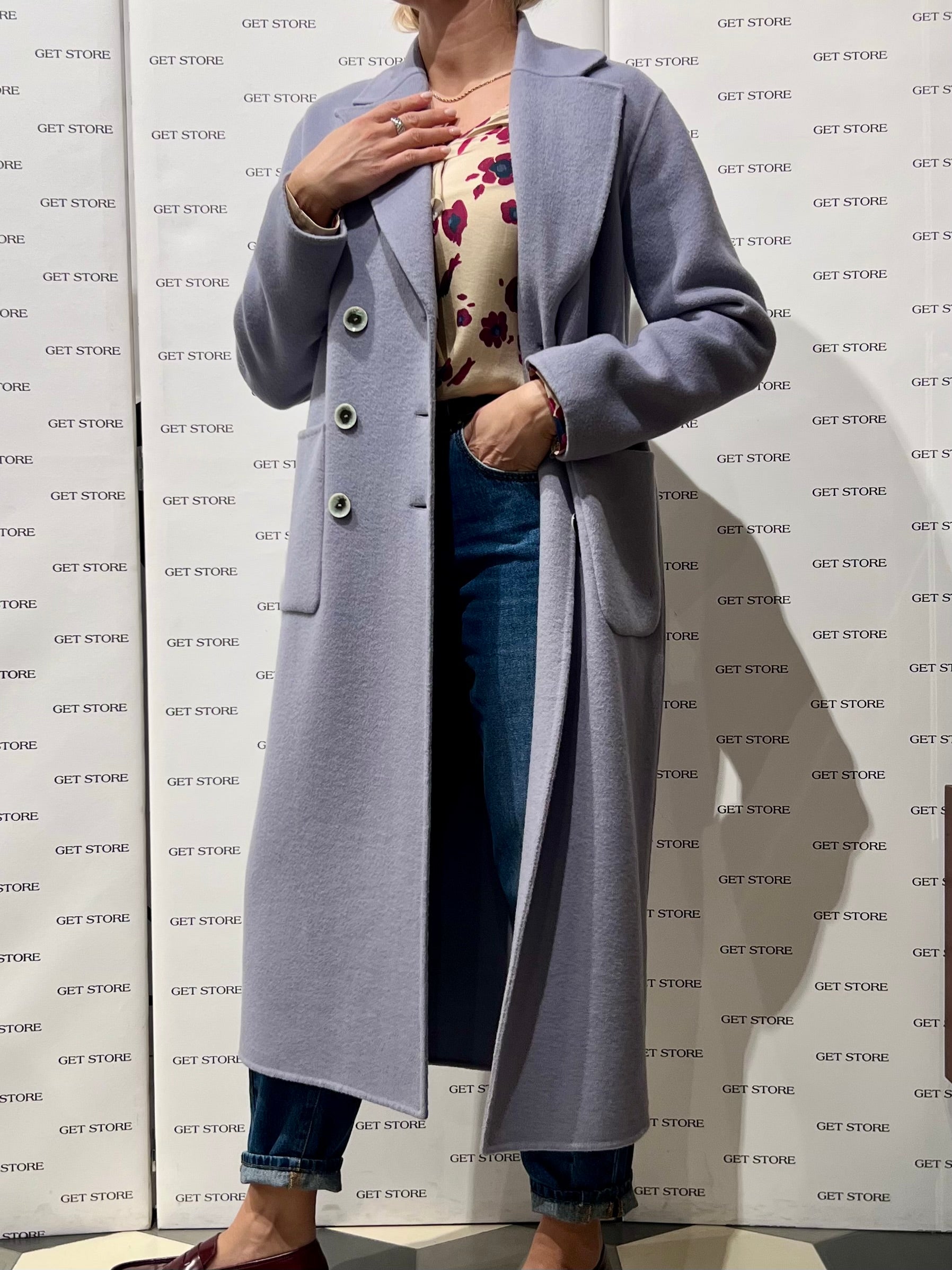 W5-35043 Cappotto Lungo Doppiopetto Cenere