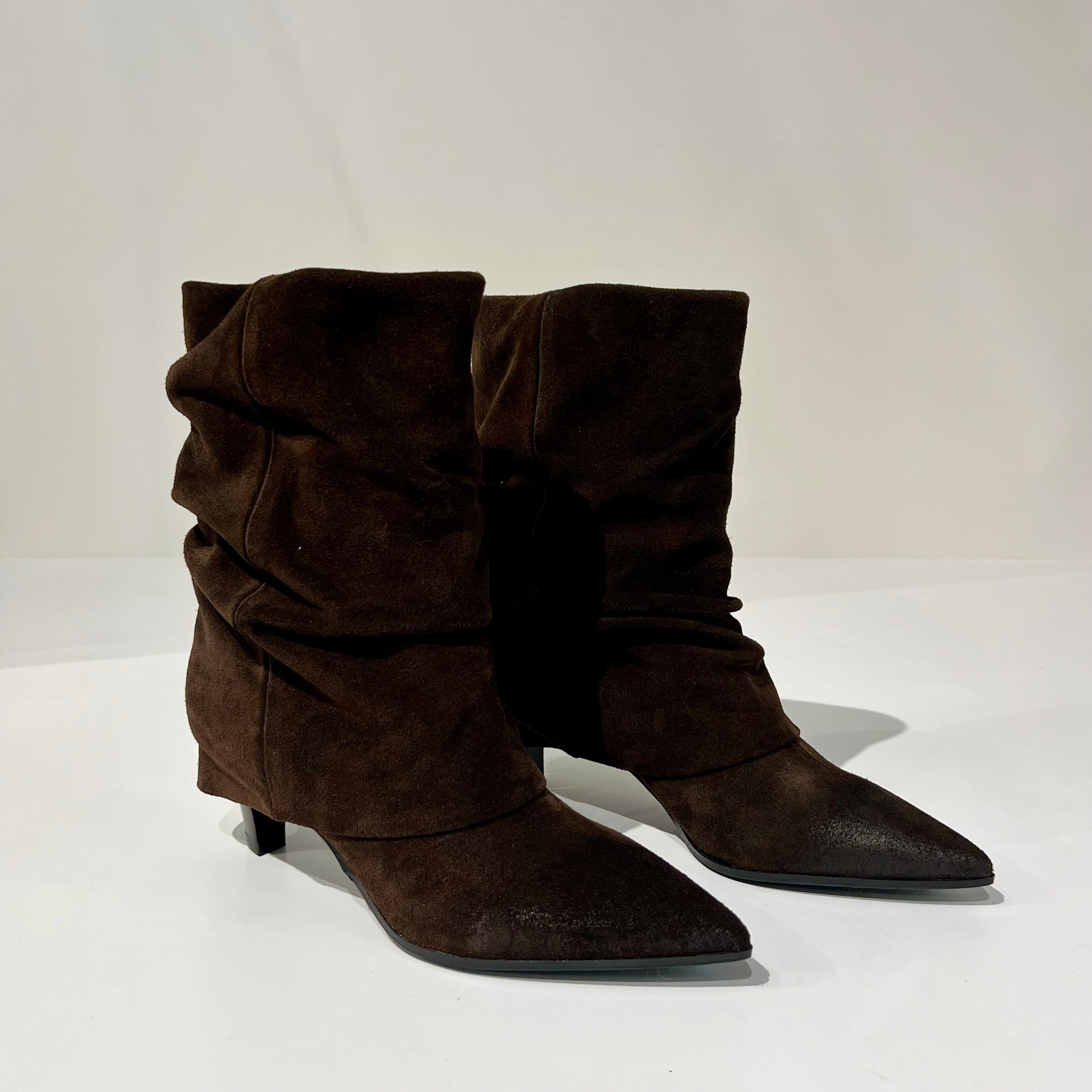 W6-1102 Stivale Arricciato Velour Testa di Moro