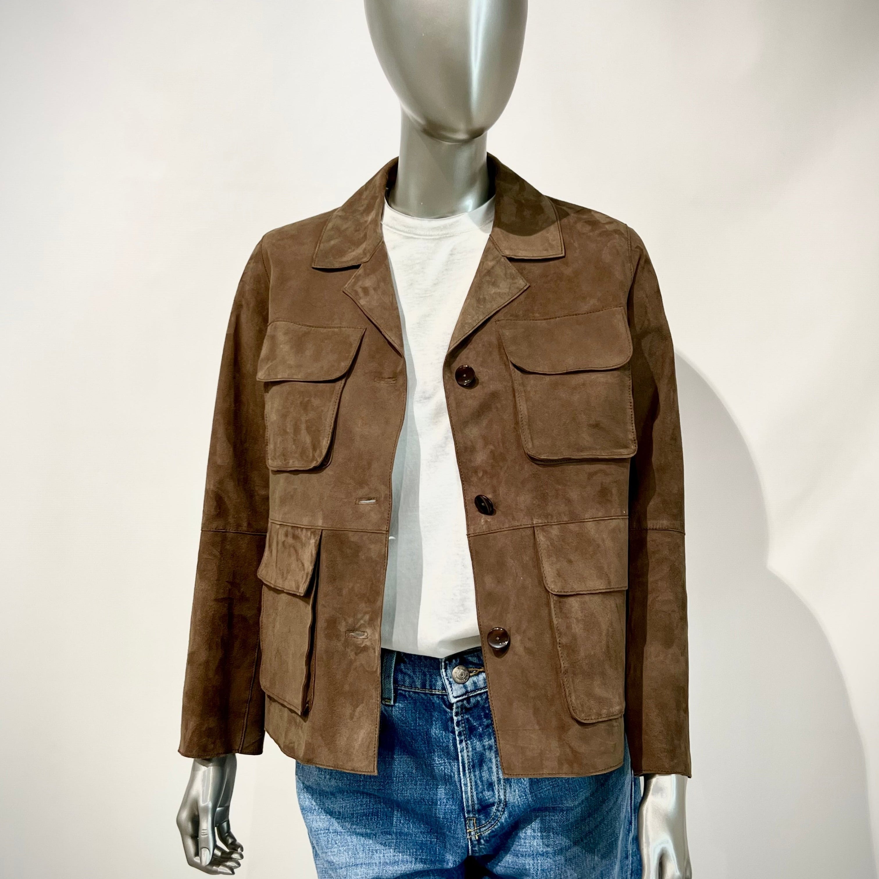 DS6-BORACAY Giacca Scamosciata con Tasche Pecan