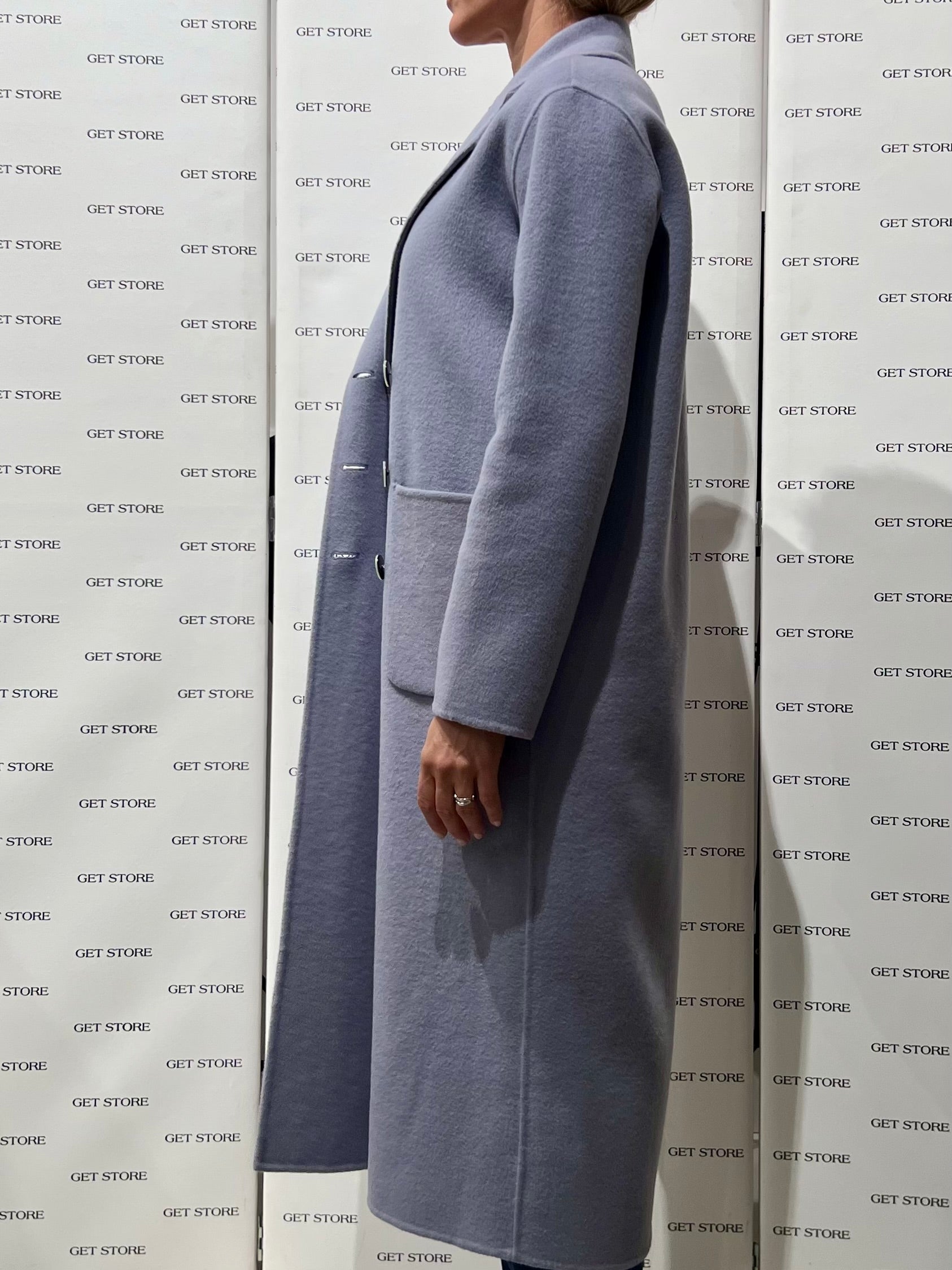 W5-35043 Cappotto Lungo Doppiopetto Cenere