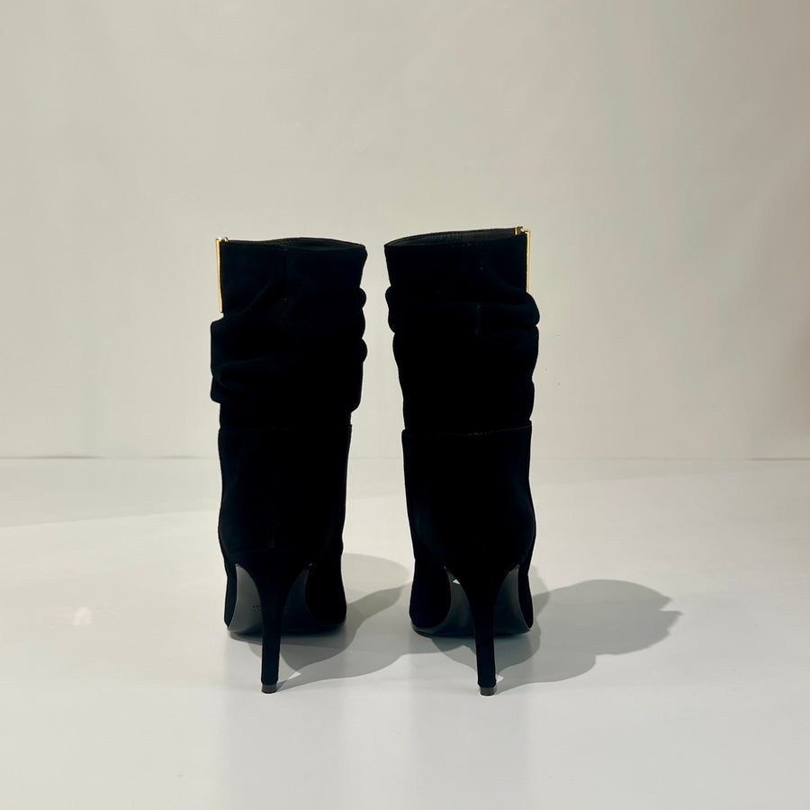 W5-4340 Stivaletto Tacco 8 Camoscio V Oro Nero