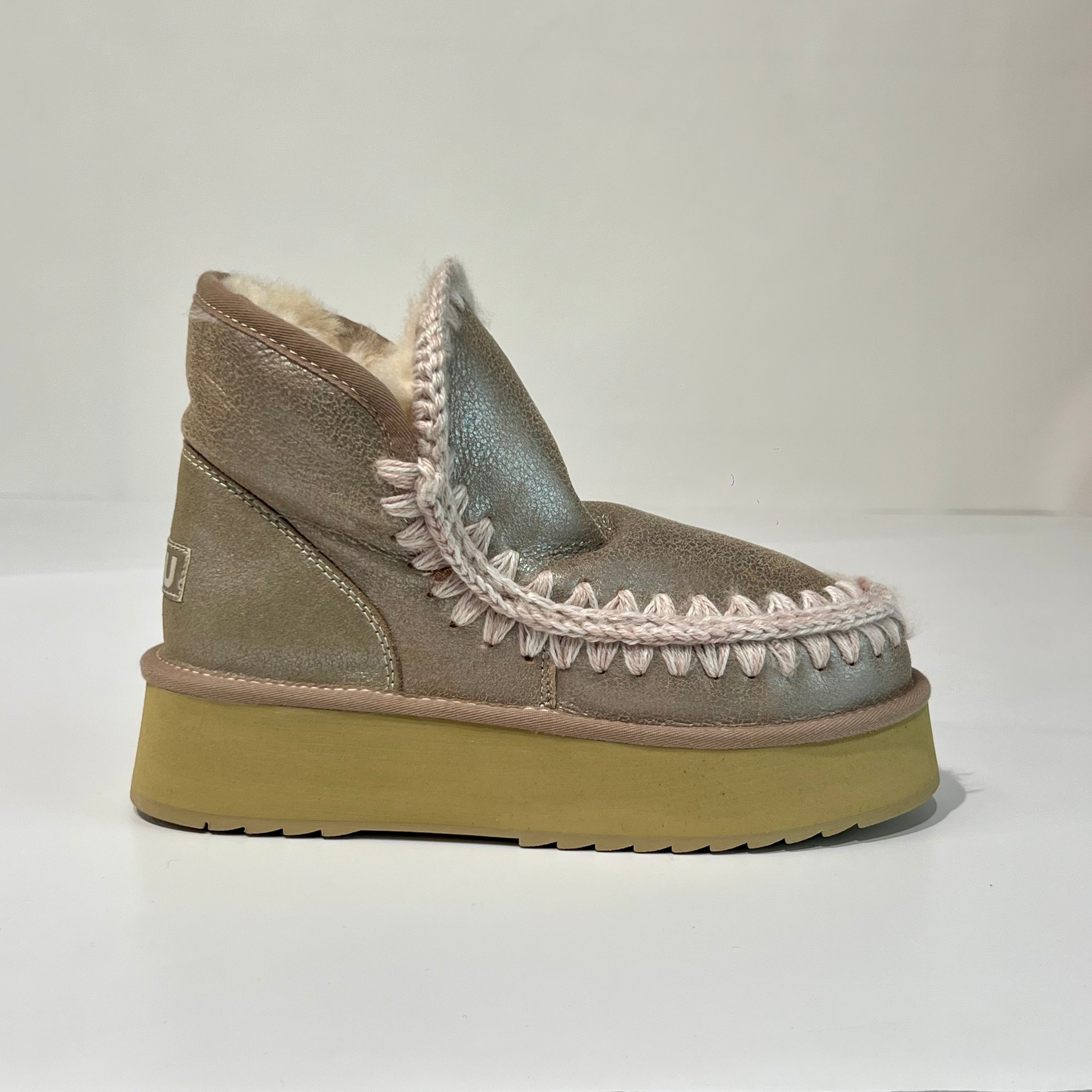 W4-MINI ESKIMO Platform Boot Stone Metallic