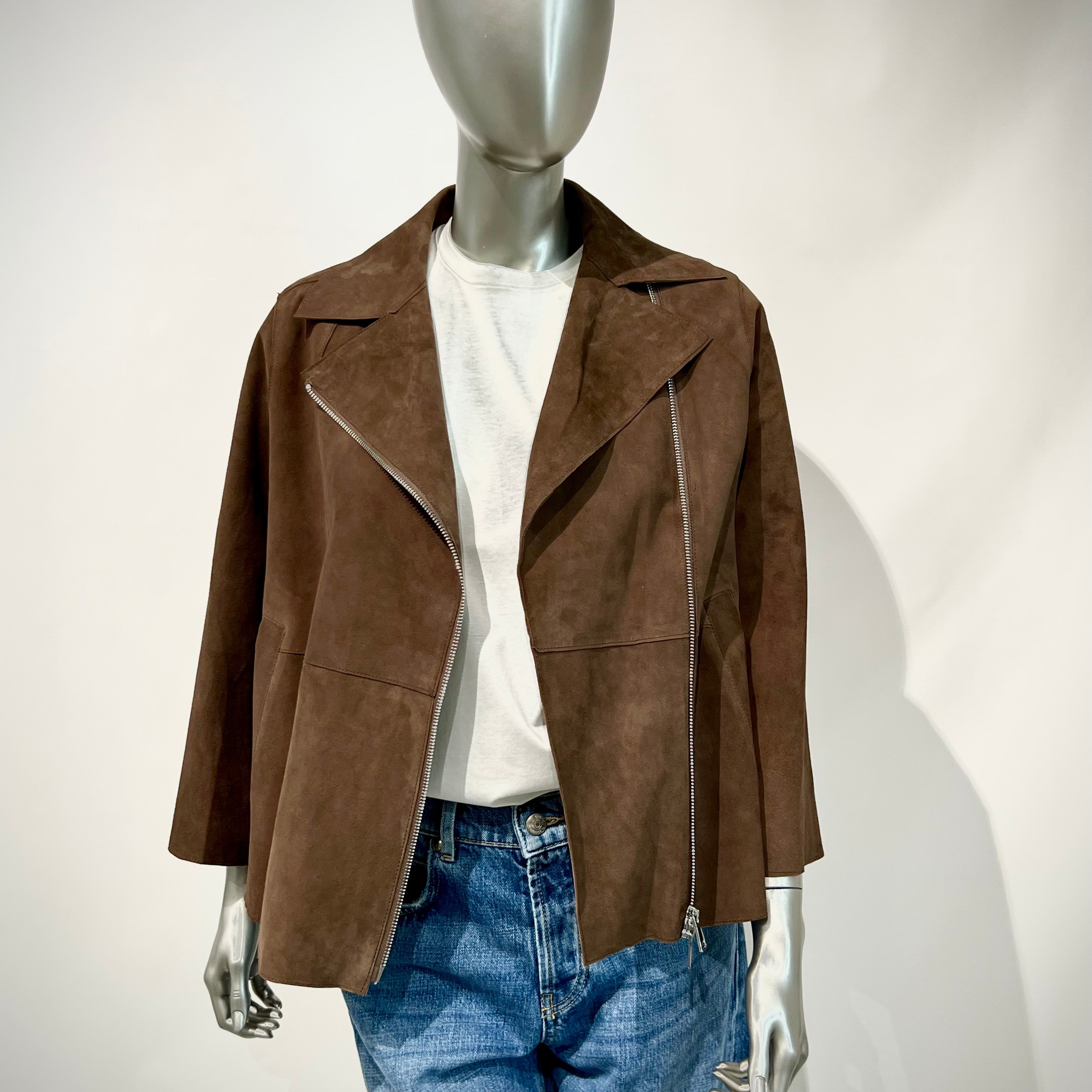 DS6- GAIA Chiodo Scamosciato in Pelle Pecan