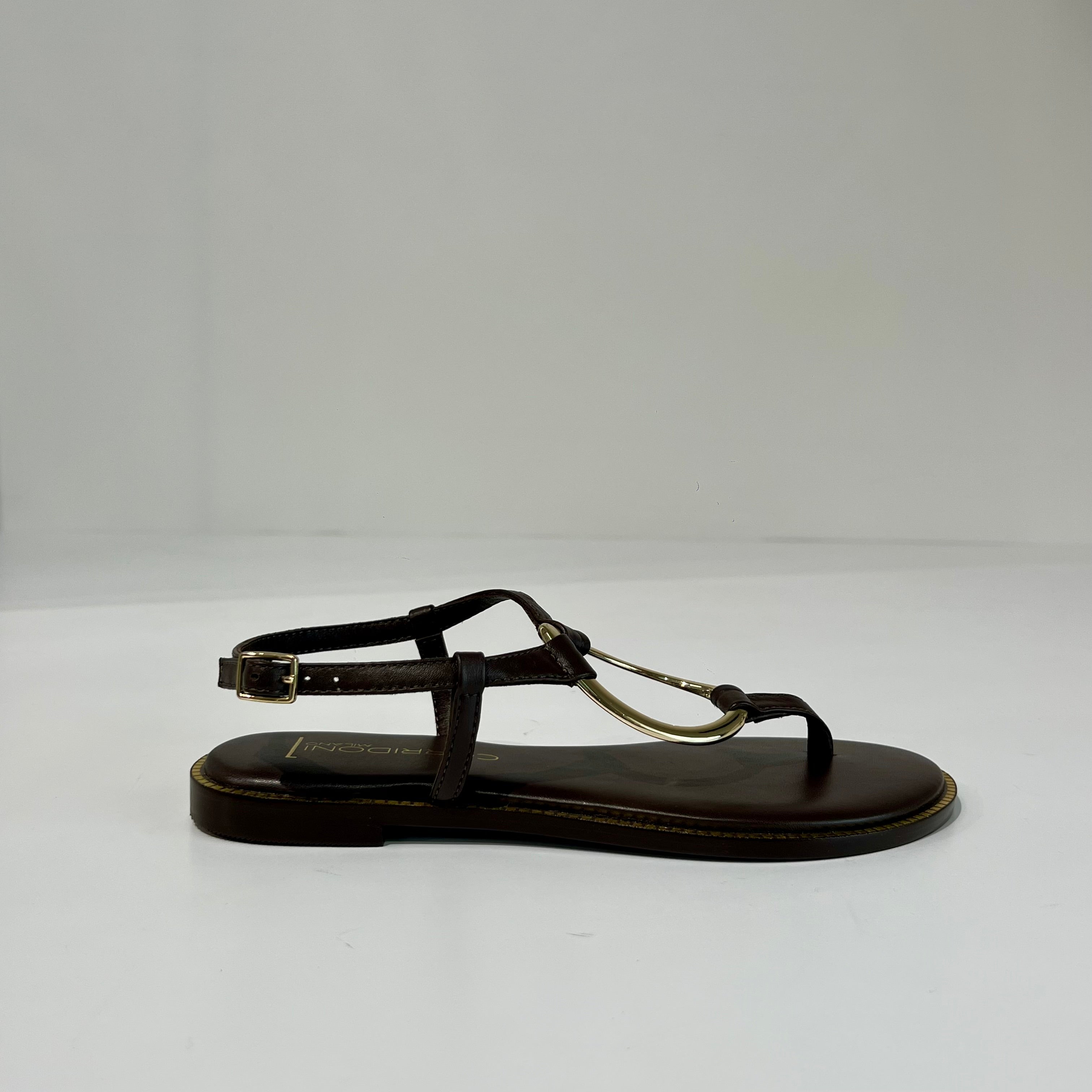 S6-8521 Sandalo Infradito Dettaglio Gold Chocolate