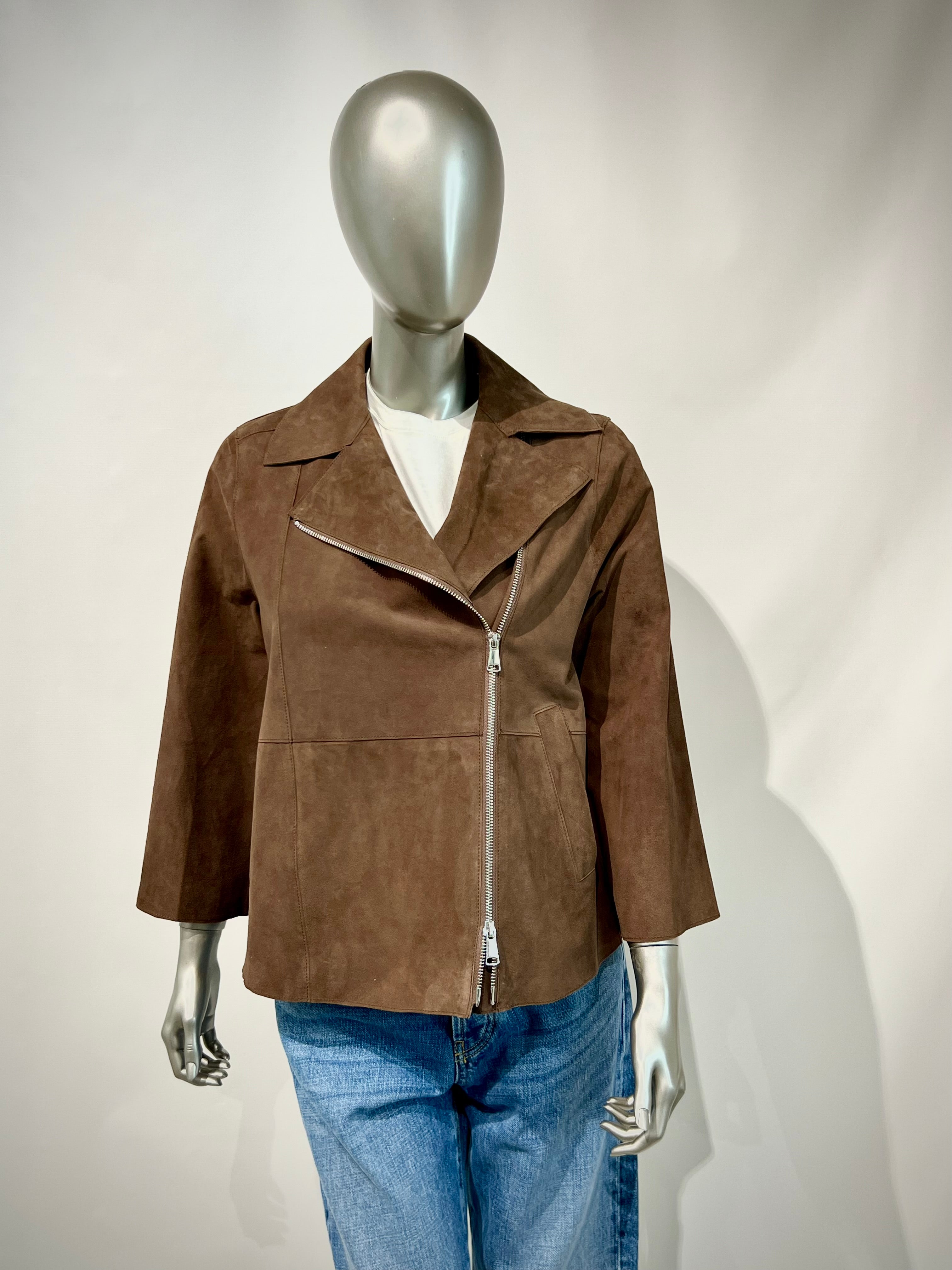 DS6- GAIA Chiodo Scamosciato in Pelle Pecan