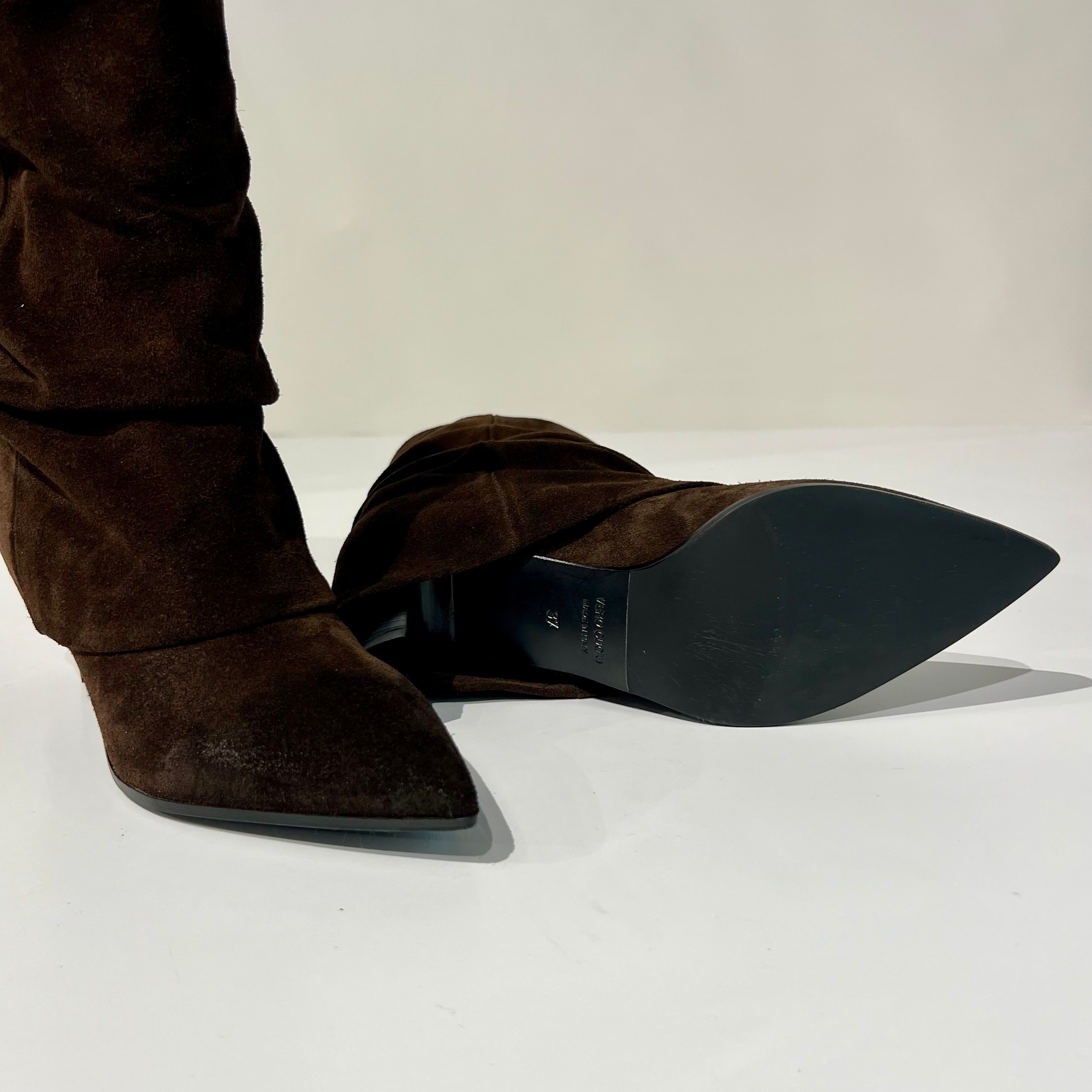 W6-1102 Stivale Arricciato Velour Testa di Moro