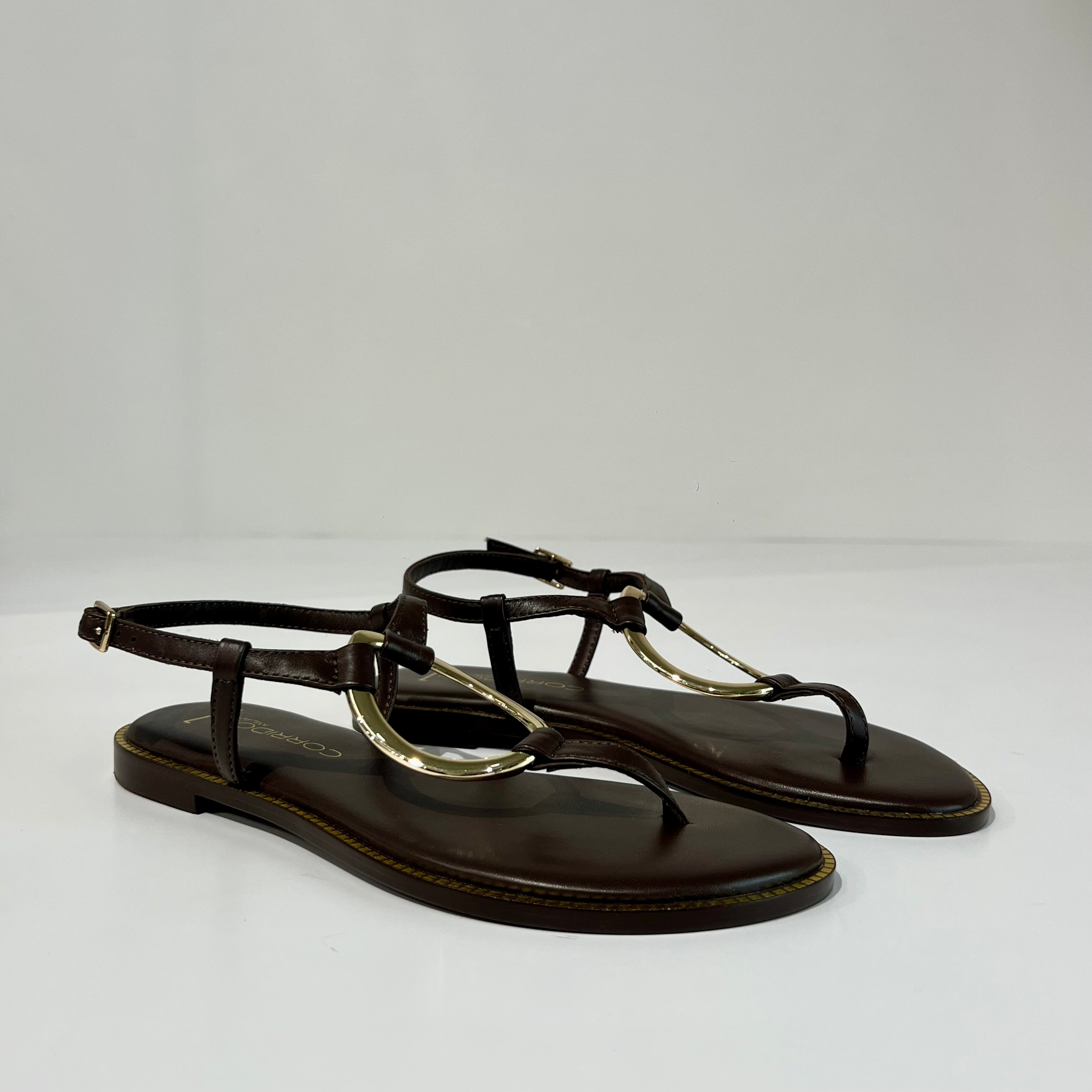 S6-8521 Sandalo Infradito Dettaglio Gold Chocolate