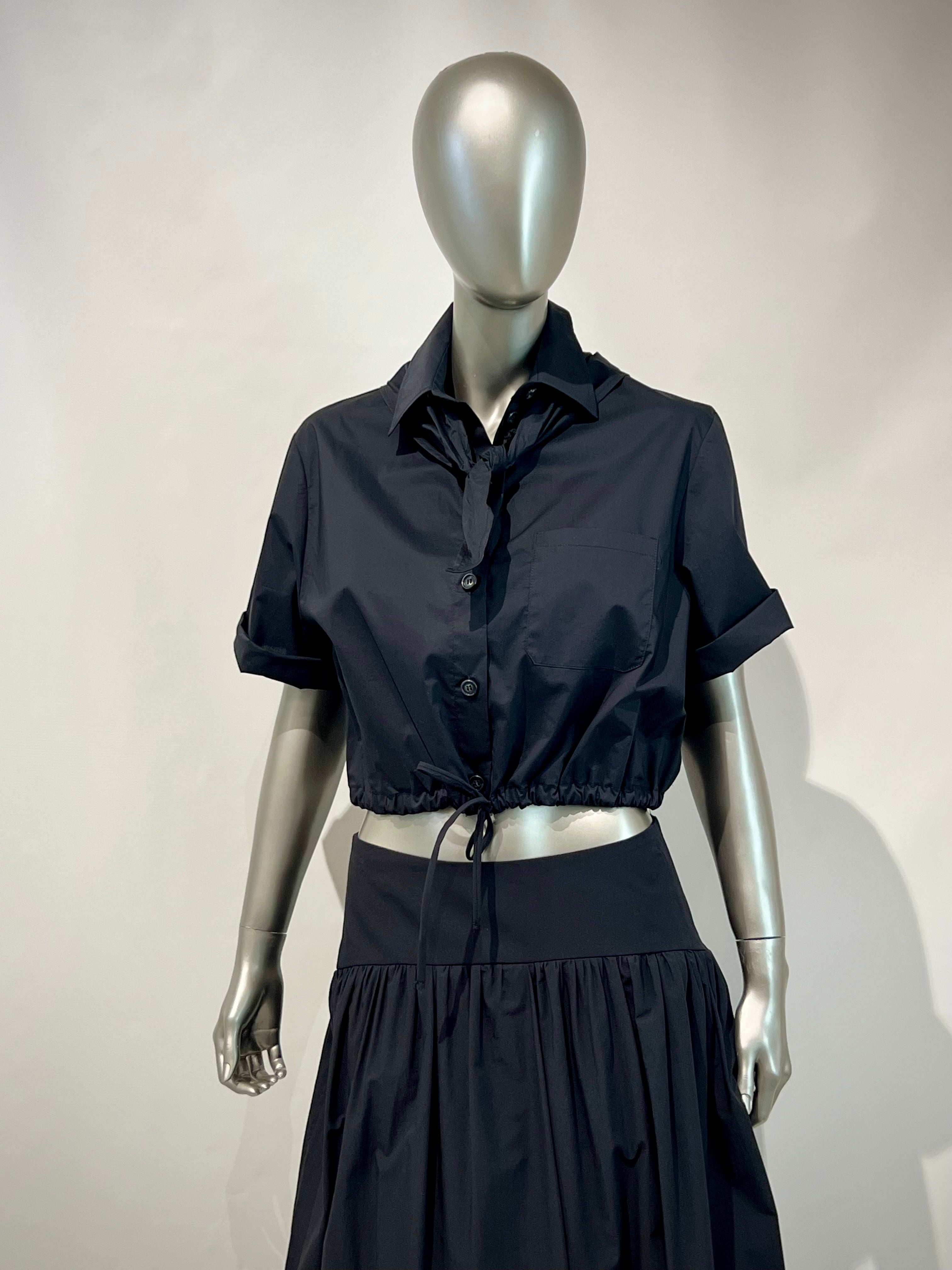 S6-DC5232 Camicia Manica Corta Arriccio Nera