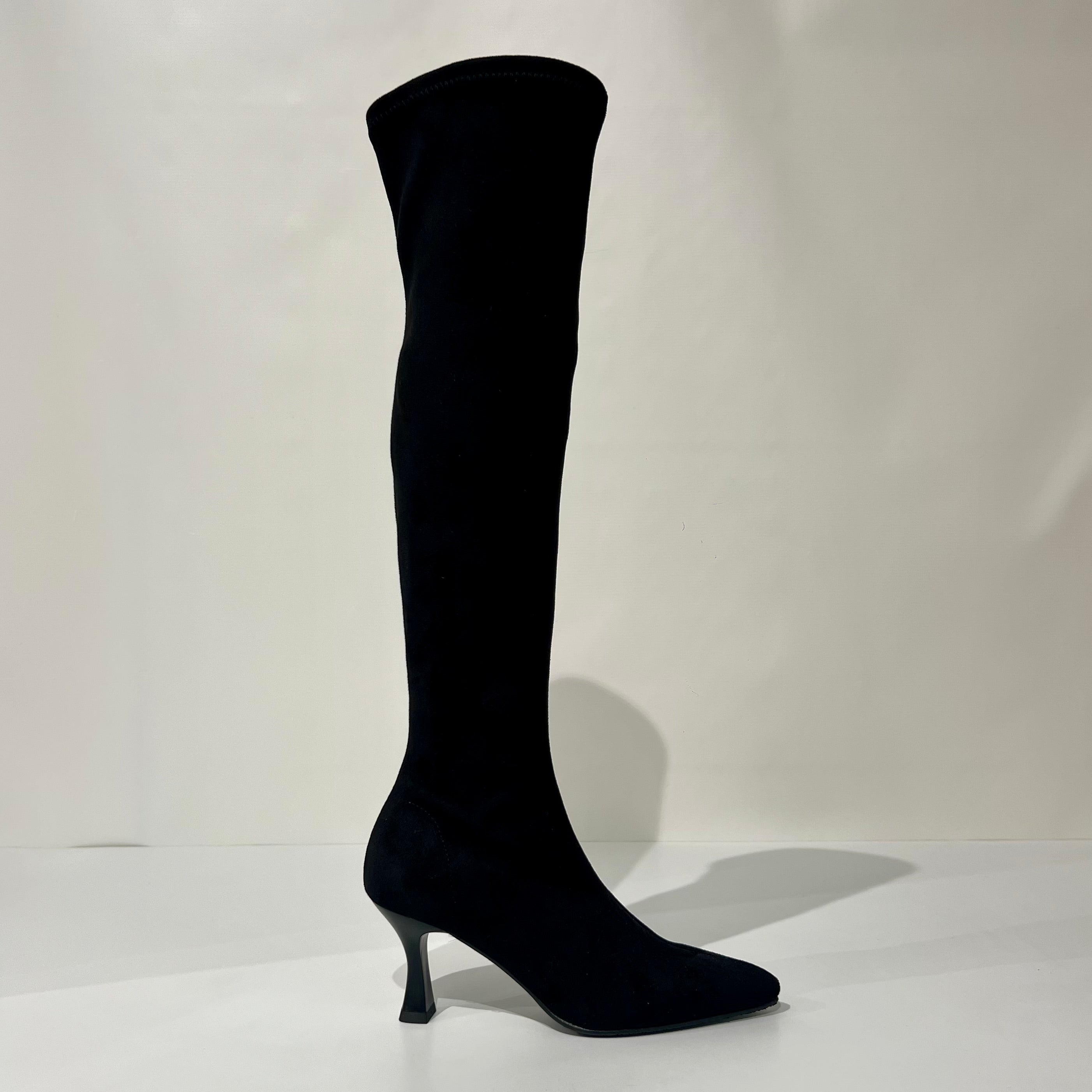 W5-78043 Stivale Tessuto Effetto Camoscio Nero