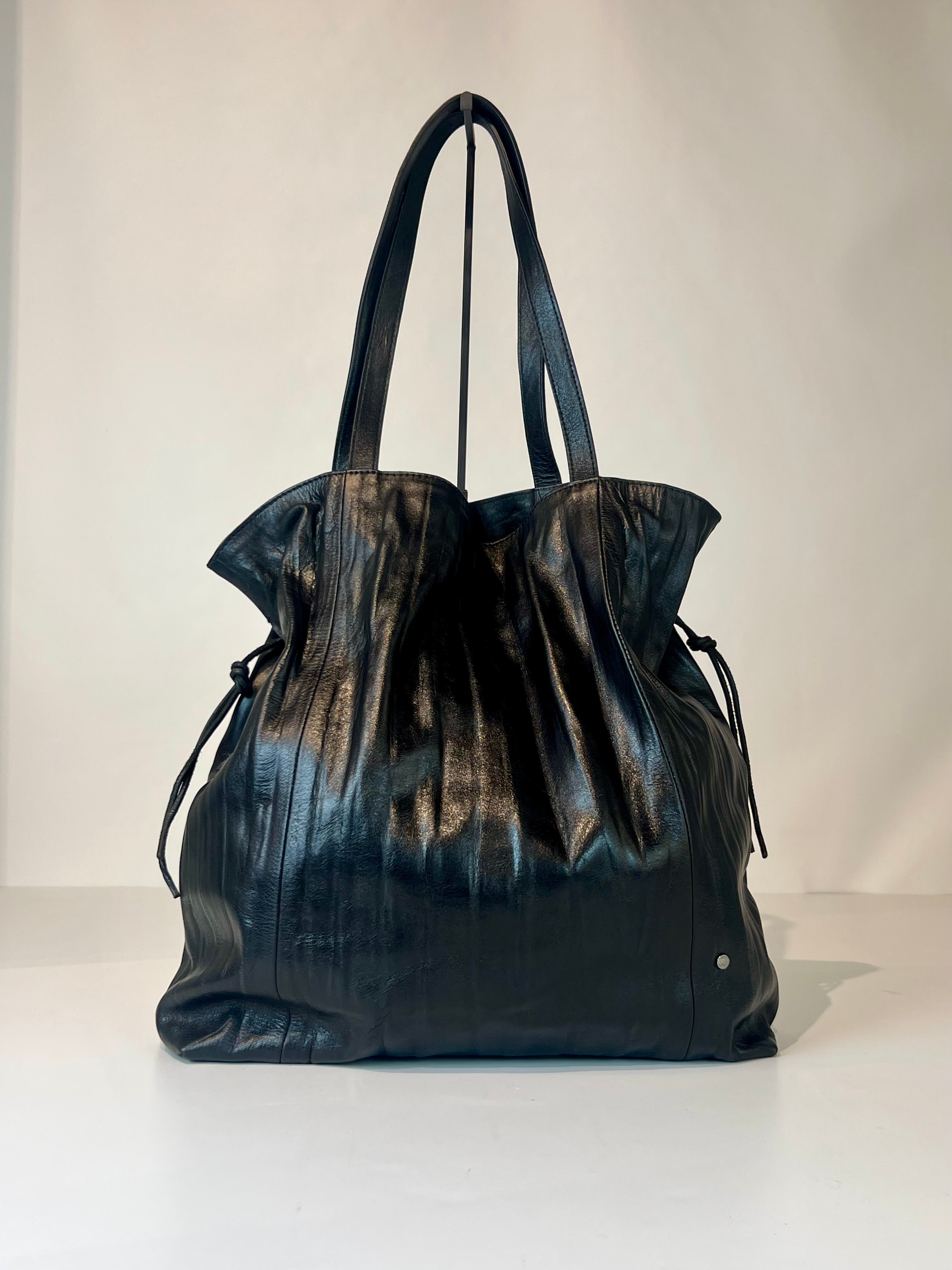 W5-9604 Shoulder Bag Pelle Crinkle Nera 047