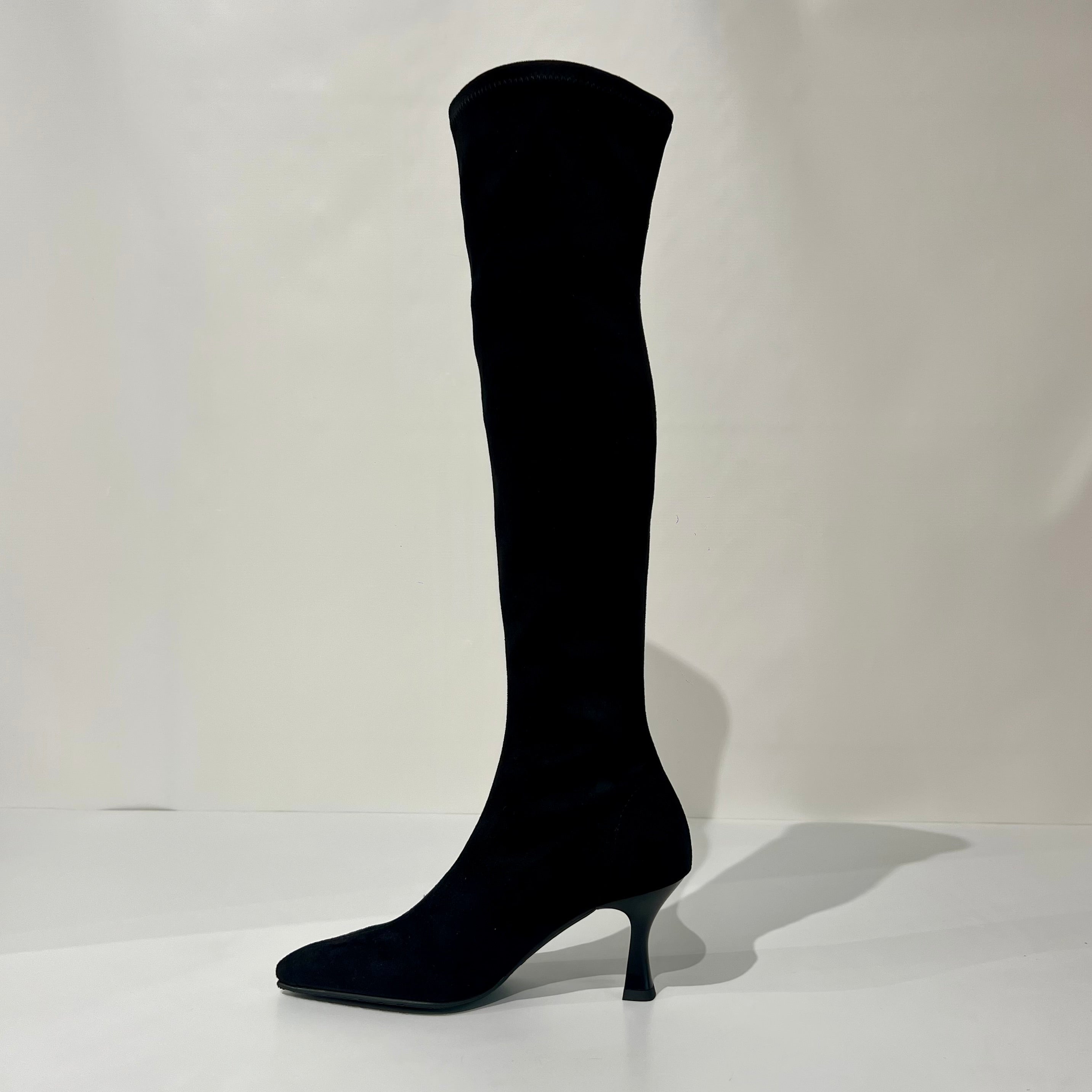 W5-78043 Stivale Tessuto Effetto Camoscio Nero