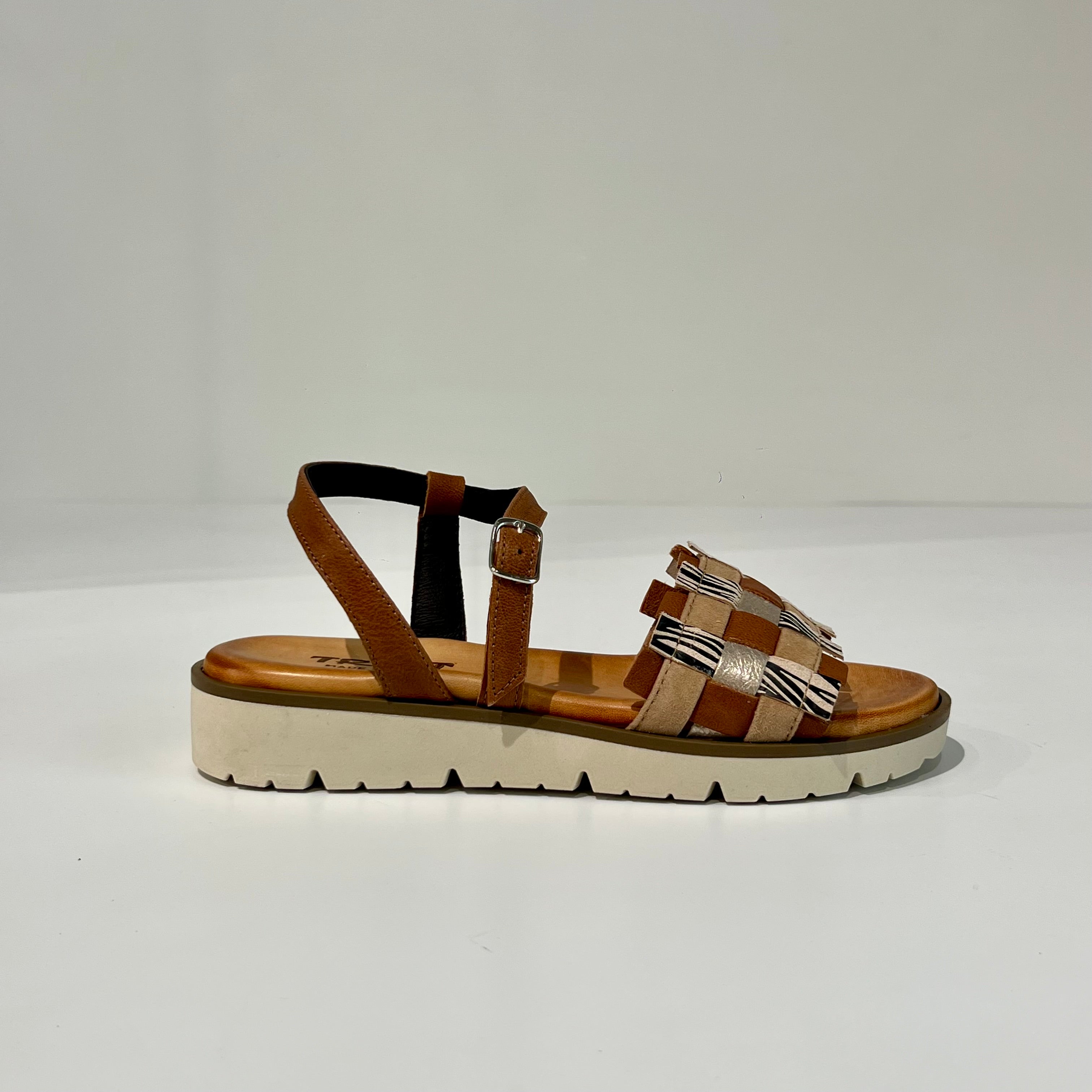 S6-1932 Sandalo Zeppa Cuoio Zebra