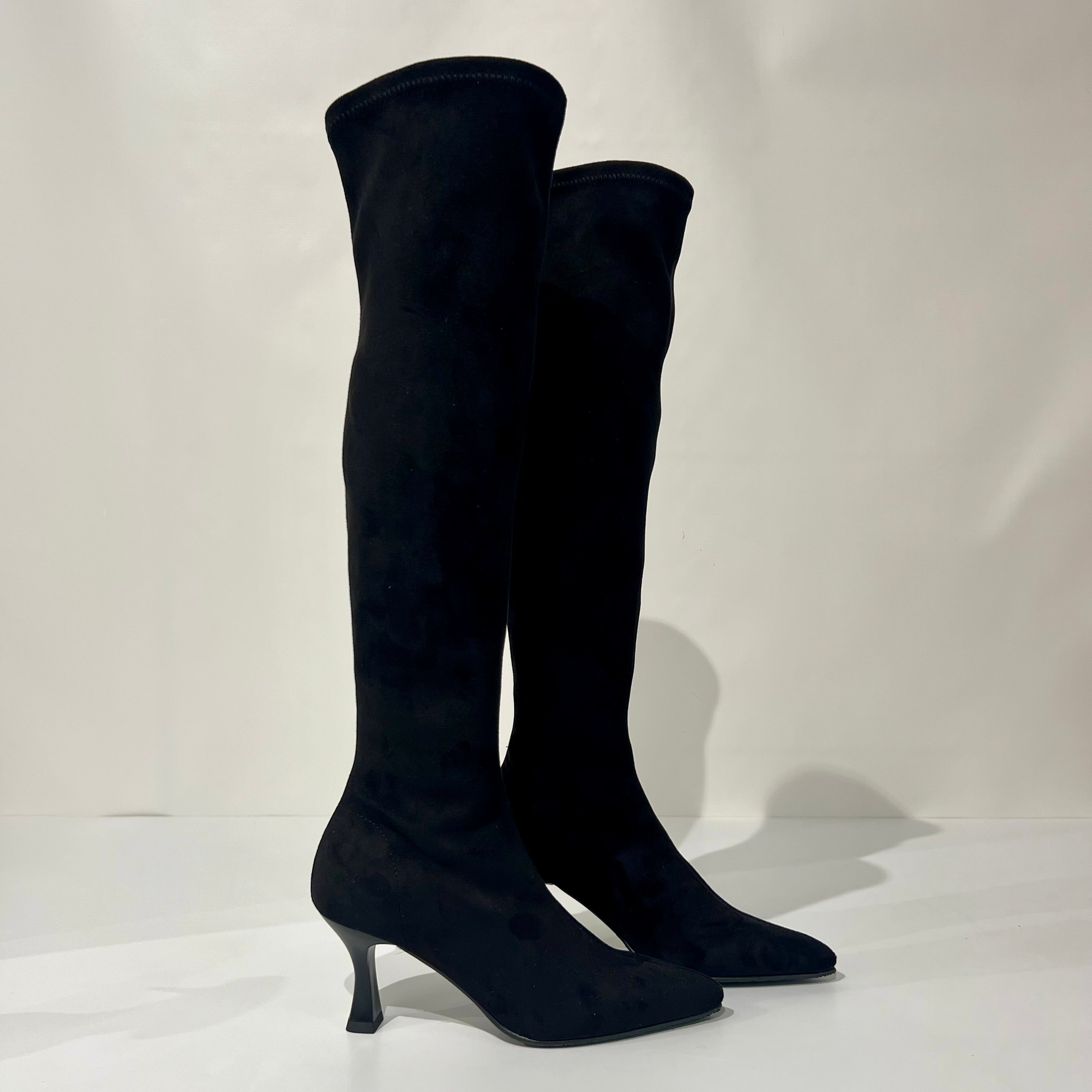 W5-78043 Stivale Tessuto Effetto Camoscio Nero