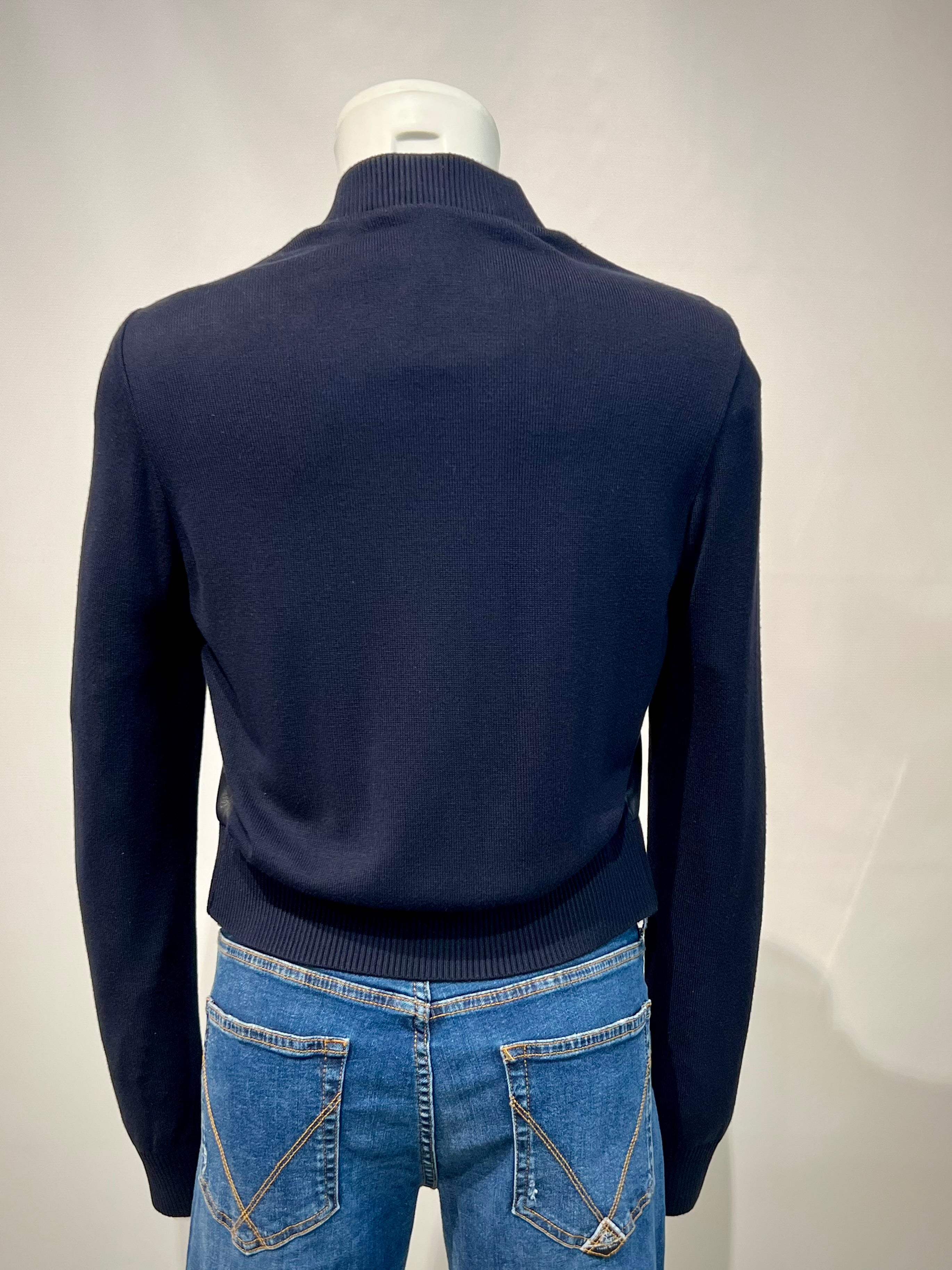 DS5-KEIRA Bomber Full Zip Knit/Leathers DK.Blu Woman