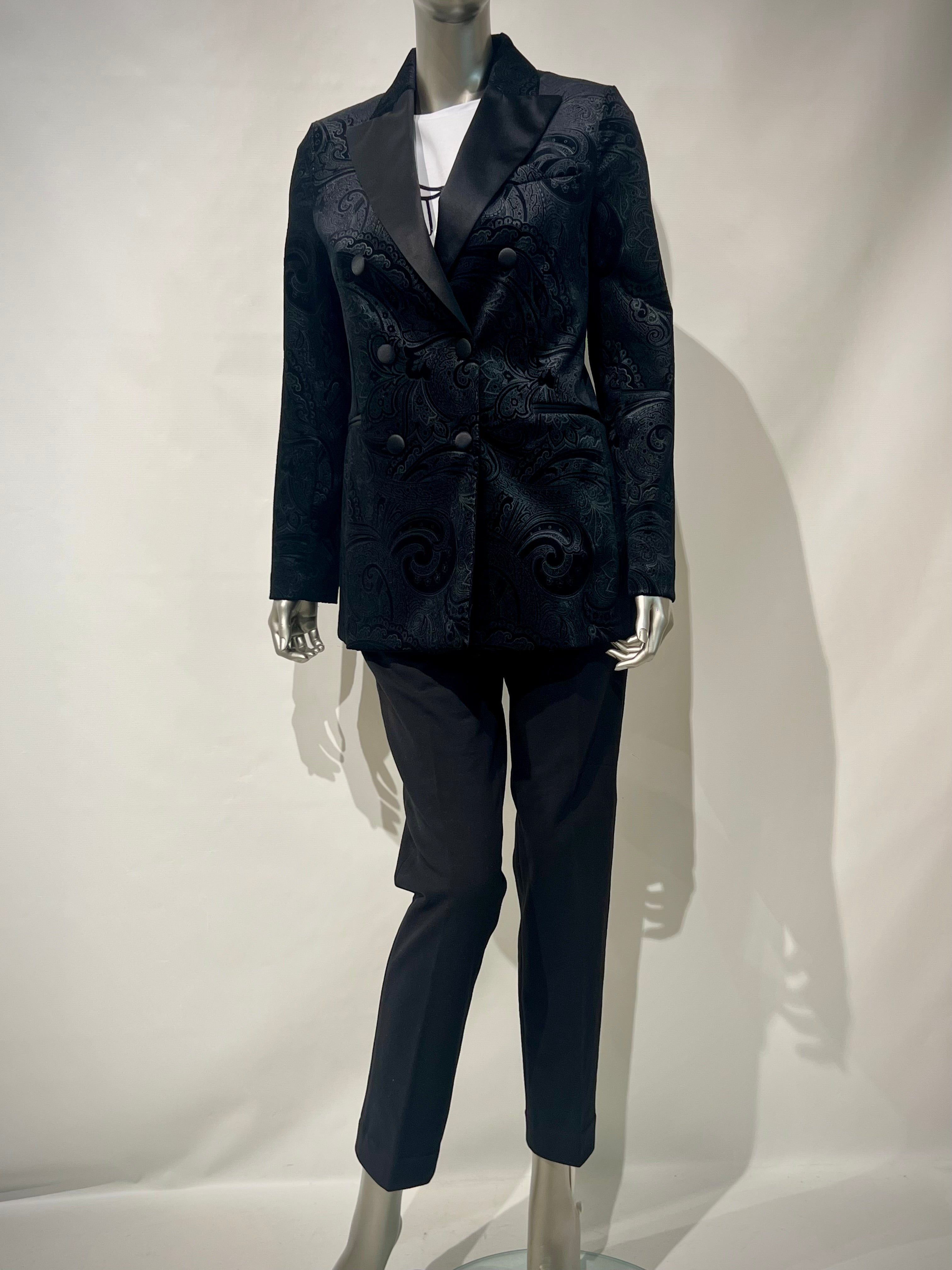 WD5-FD3654 Giacca Doppiopetto Velluto Damascato Nero Woman