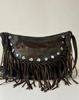 W5-9403 Borsa Tracolla Pelle Borchie Frange Coffe 760