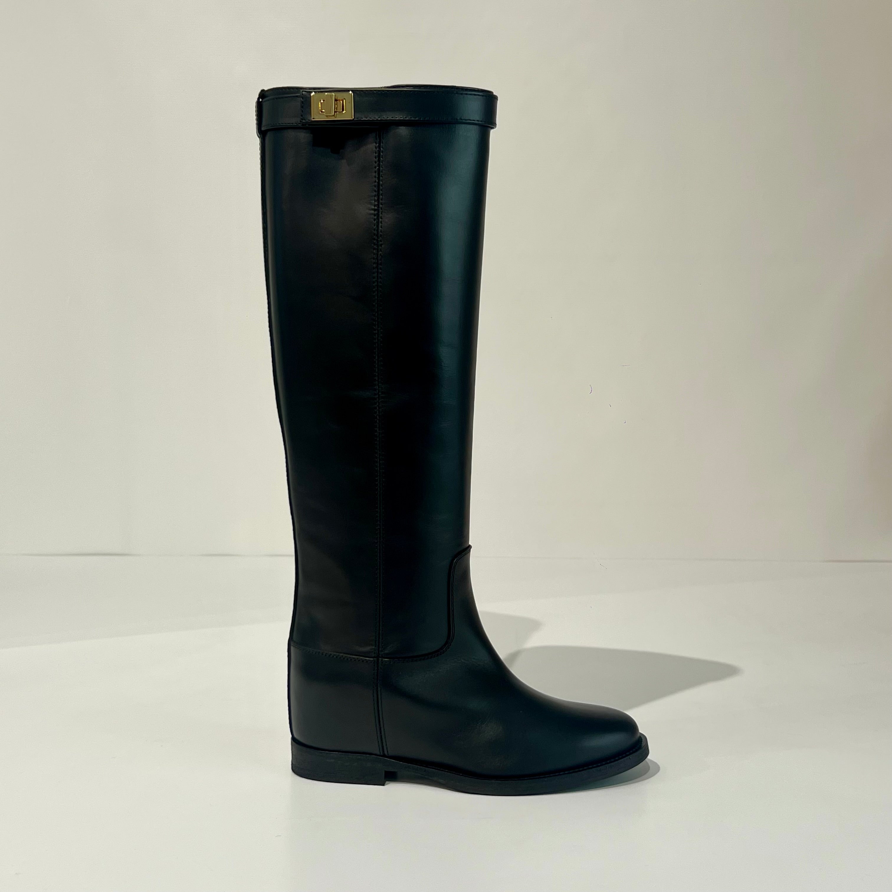 W5-3807 Stivale Santa Monica Lucchetto Oro Nero