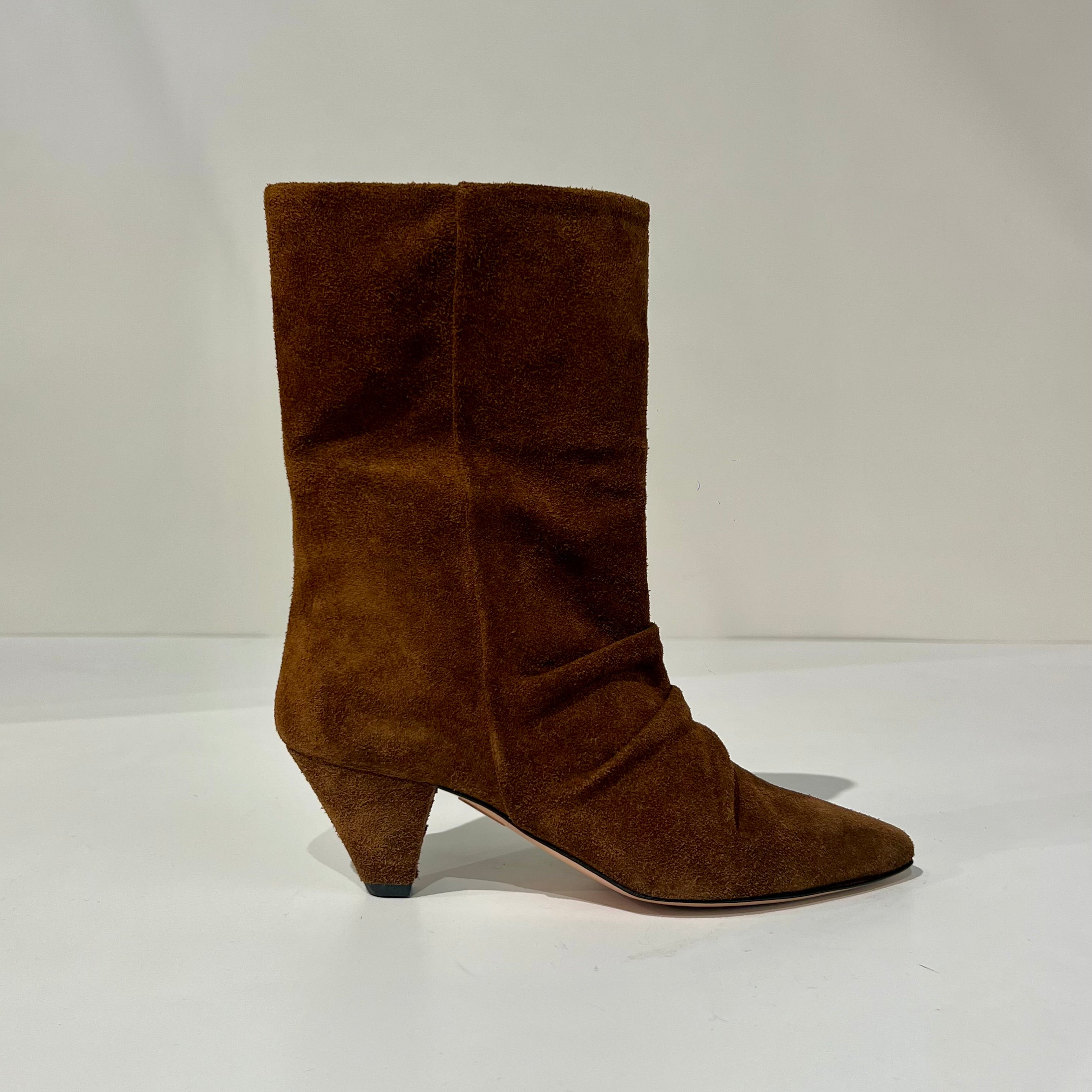 W6-071 Stivaletto Arricciato Camoscio Birra