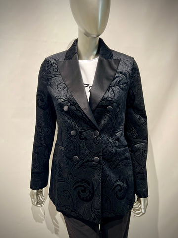 WD5-3654 Giacca Doppiopetto Velluto Damascato Nero Woman