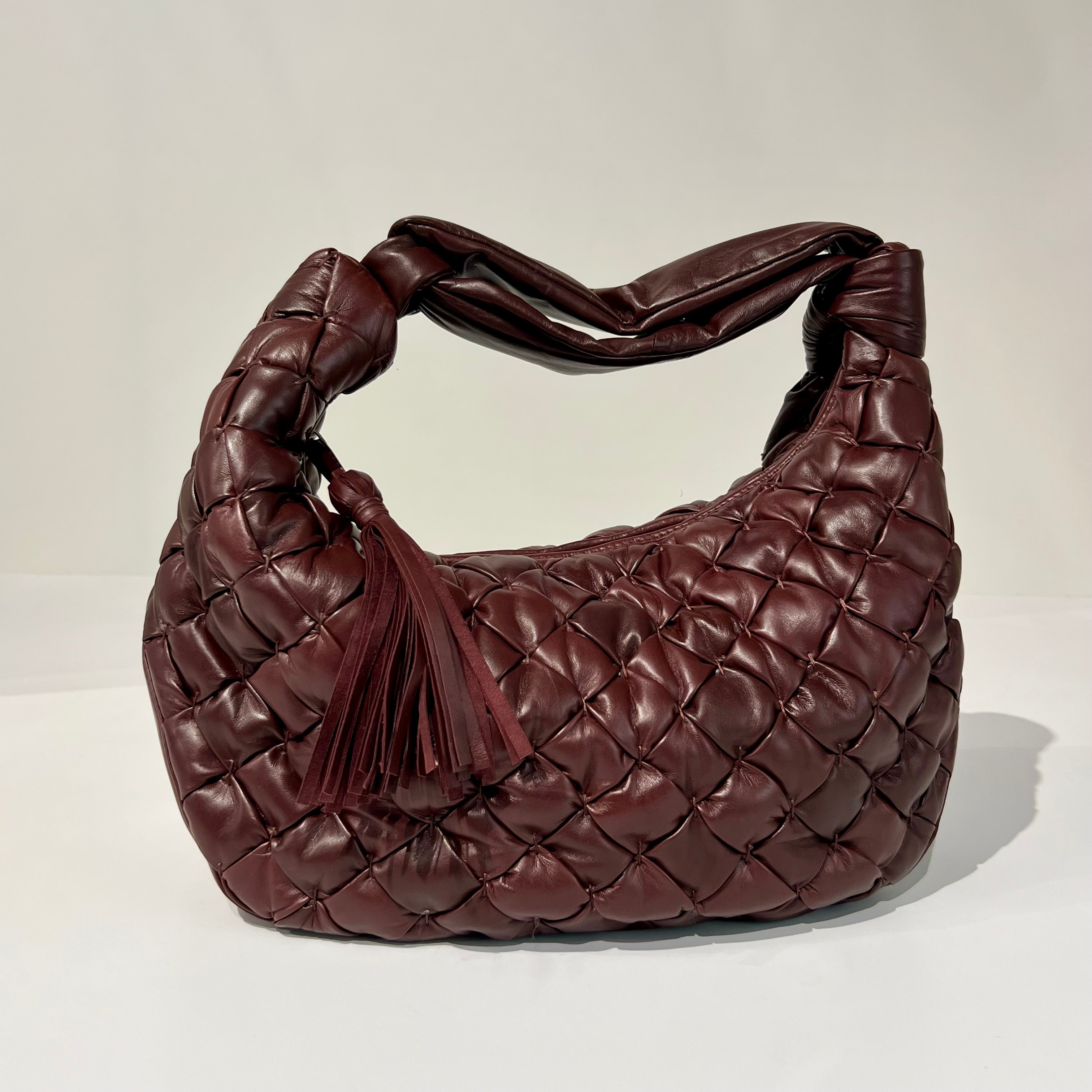 W6-EBAG52 Borsa Hobo Intreccio Nappa Bordeaux