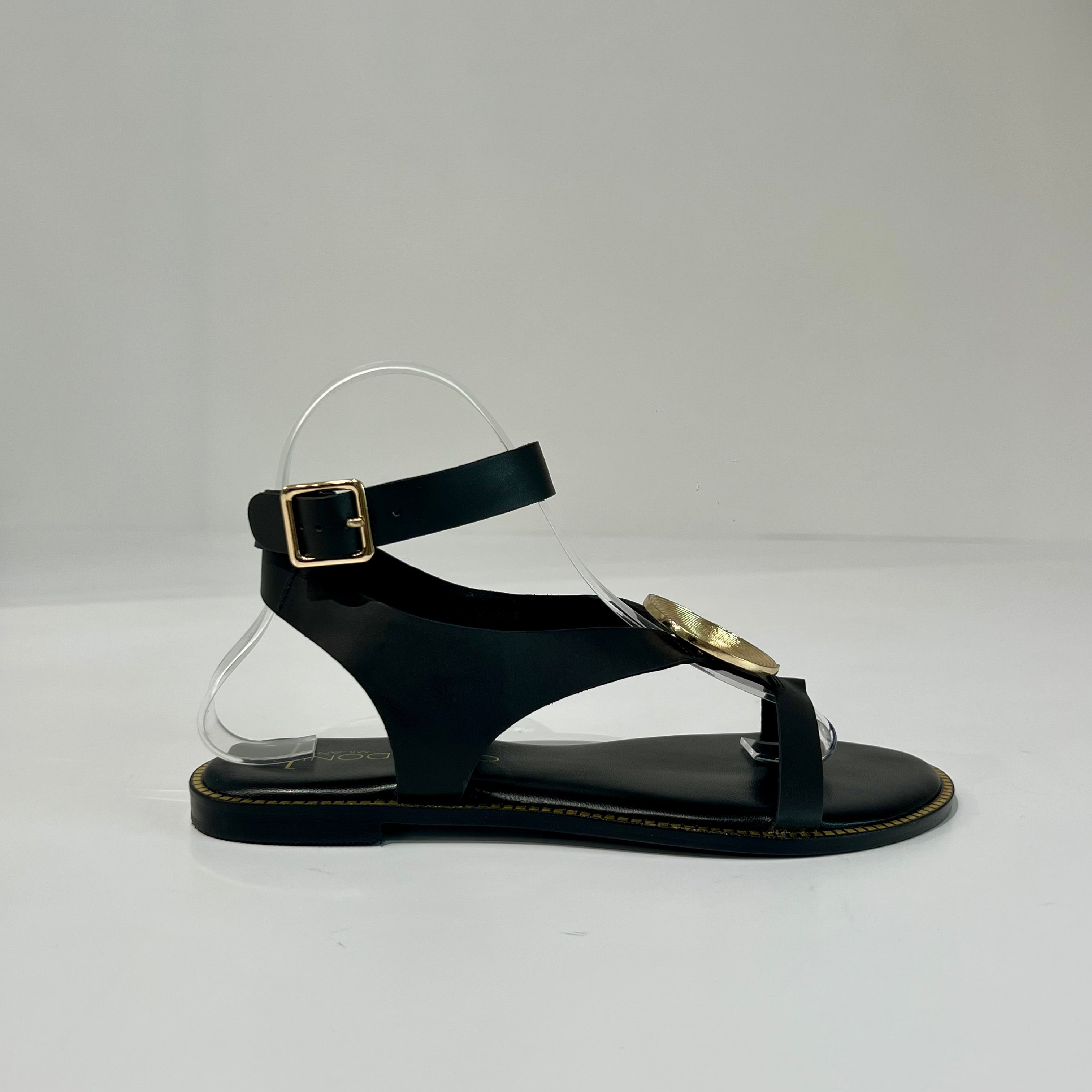 S6-8551 Sandalo con Cinturino a Caviglia Dettaglio Gold Black