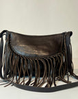 W5-9403 Borsa Tracolla Pelle Borchie Frange Coffe 760