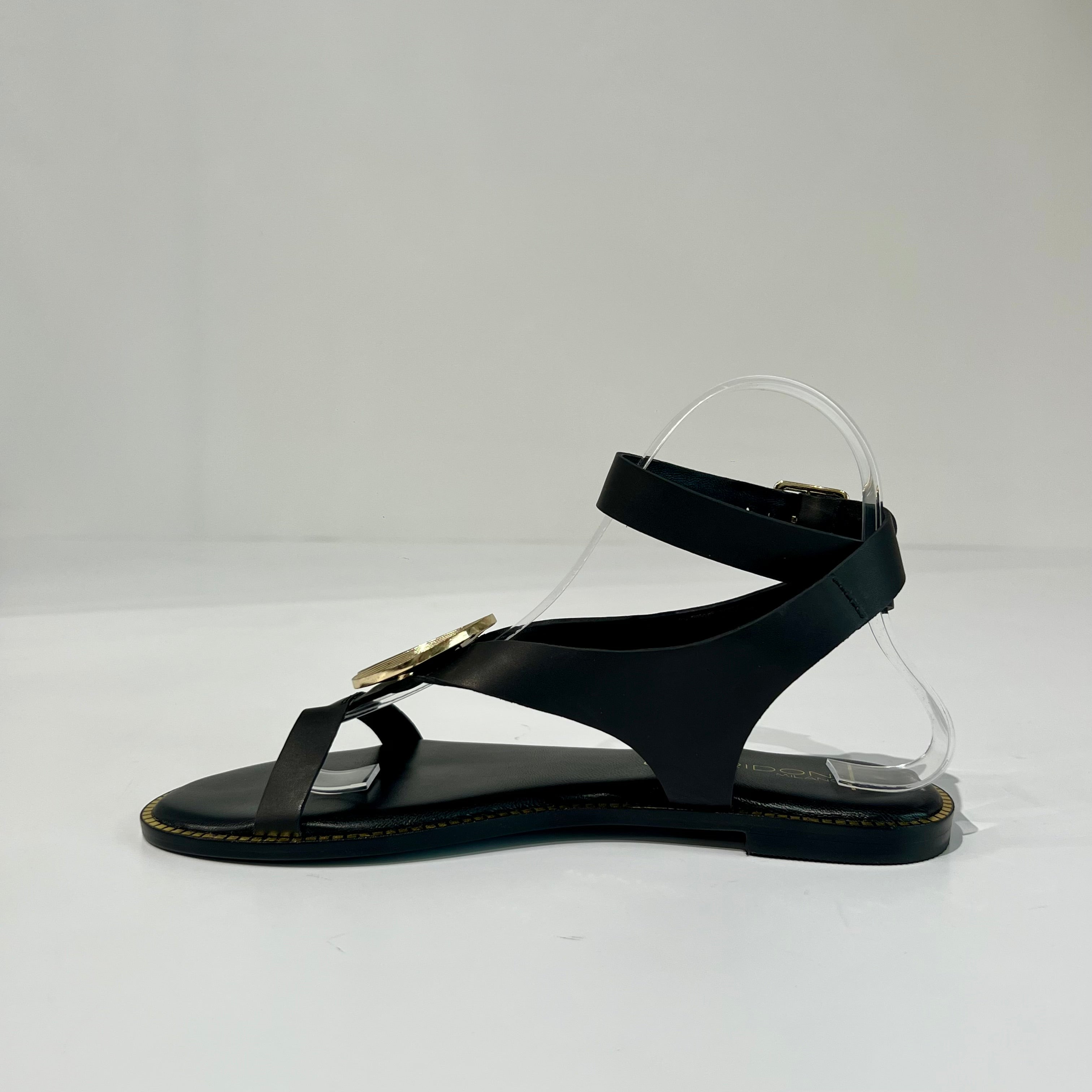 S6-8551 Sandalo con Cinturino a Caviglia Dettaglio Gold Black