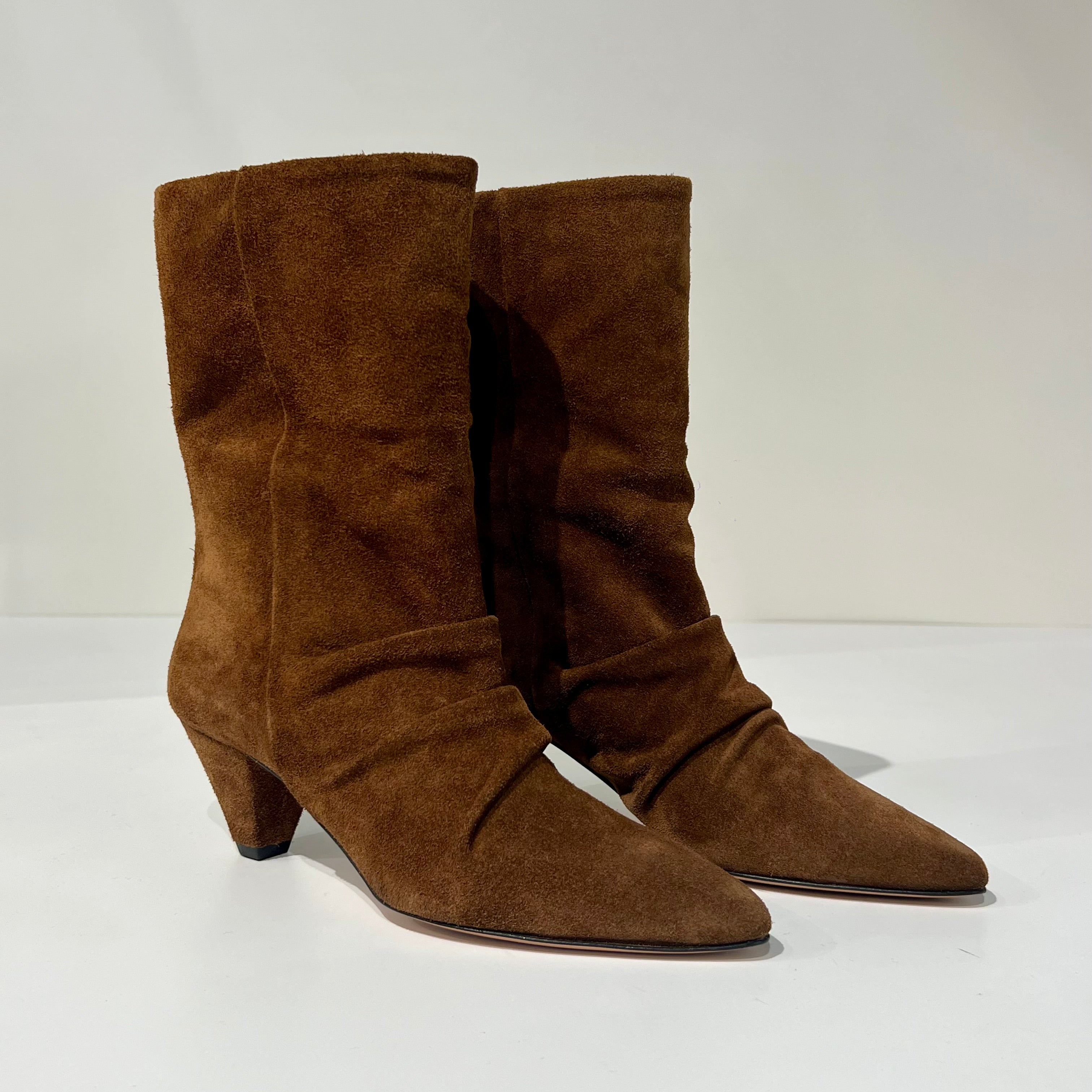 W6-071 Stivaletto Arricciato Camoscio Birra