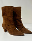 W6-071 Stivaletto Arricciato Camoscio Birra