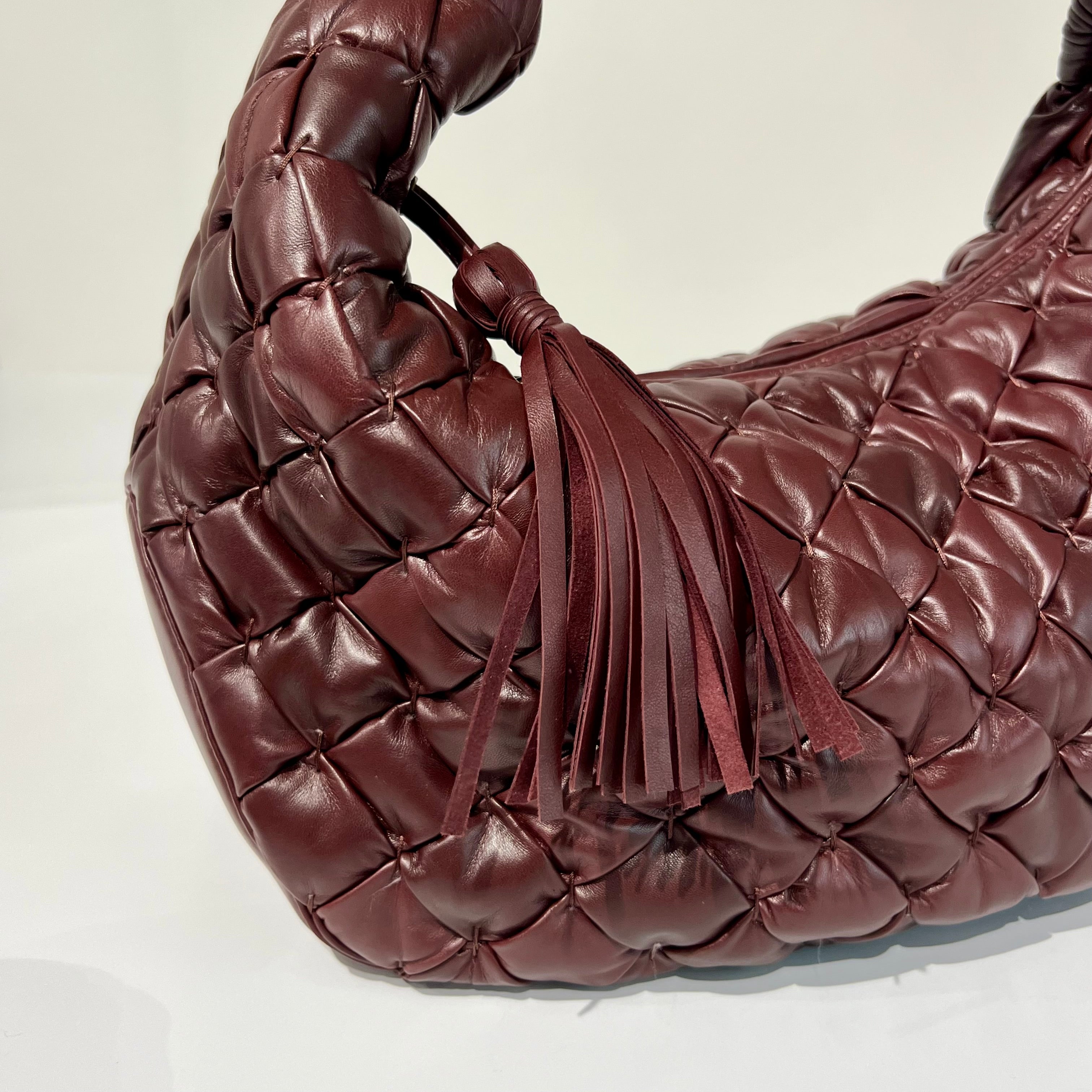 W6-EBAG52 Borsa Hobo Intreccio Nappa Bordeaux
