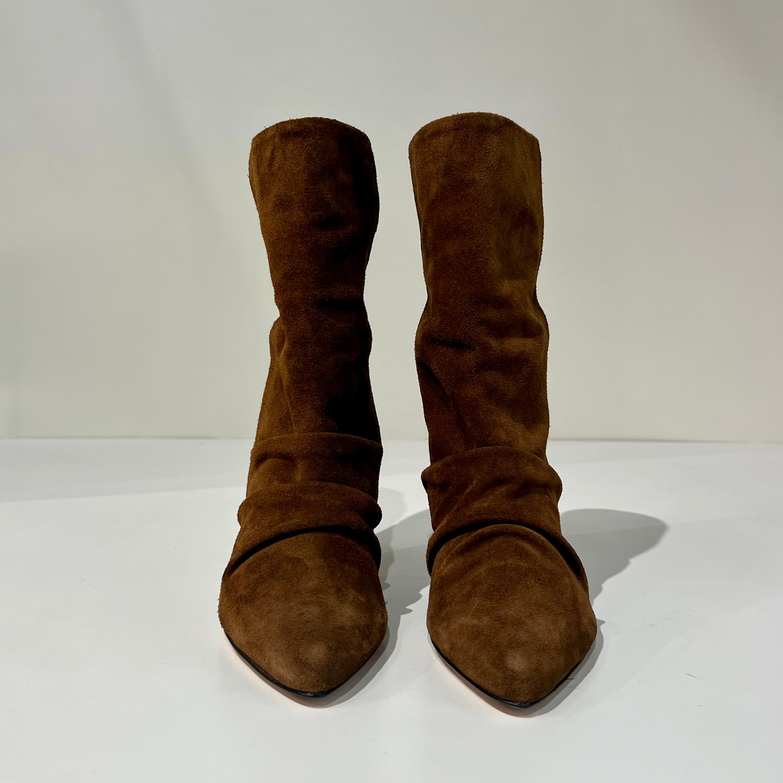 W6-071 Stivaletto Arricciato Camoscio Birra