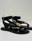 S6-8551 Sandalo con Cinturino a Caviglia Dettaglio Gold Black