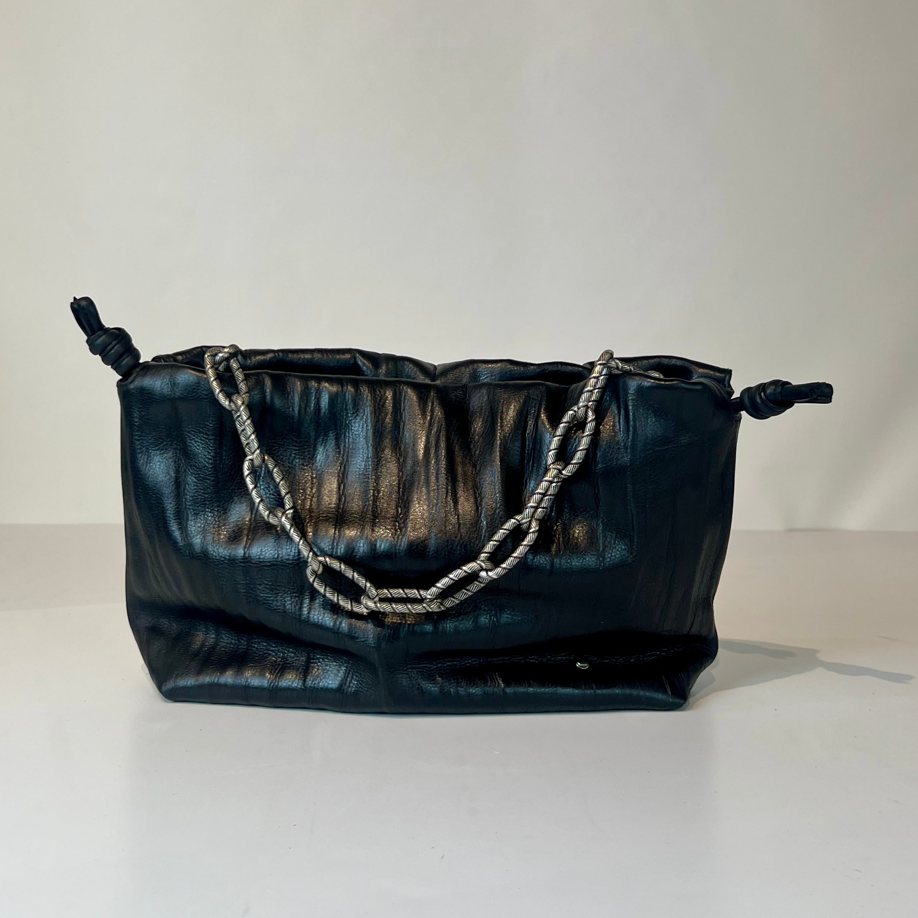 W5-9701 Borsa Tracolla Catena Pelle Crinkle Black 047