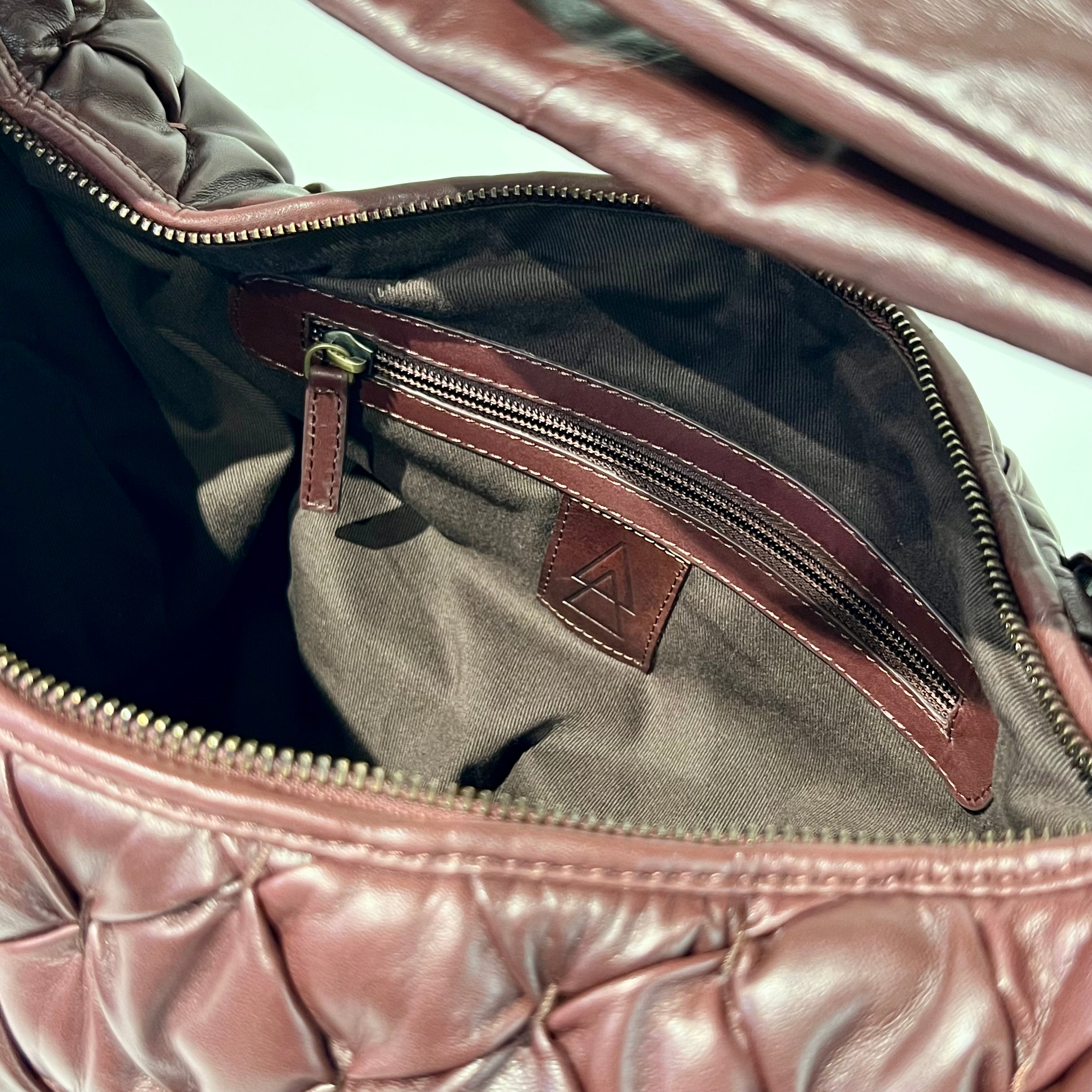 W6-EBAG52 Borsa Hobo Intreccio Nappa Bordeaux