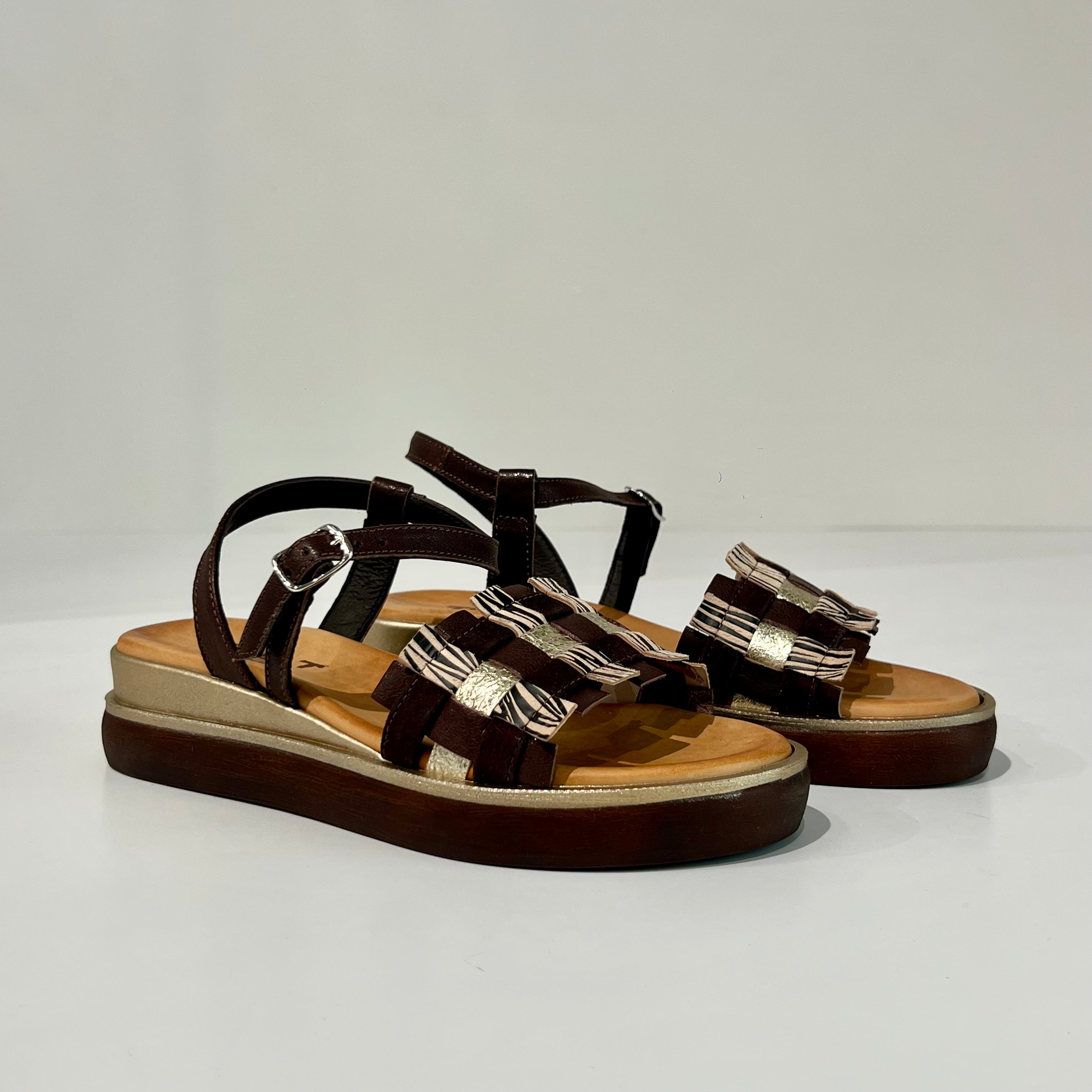 S6-1942 Sandalo Zeppa Moro Zebra