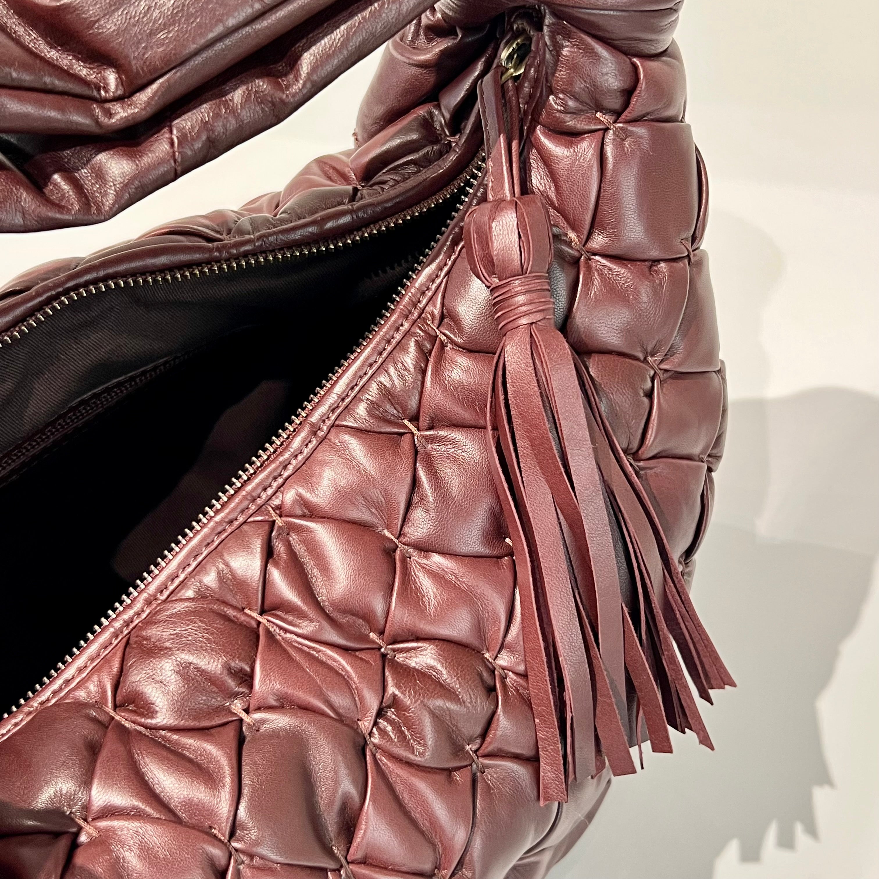 W6-EBAG52 Borsa Hobo Intreccio Nappa Bordeaux