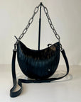 W5-9702 Borsa Tracolla Catena Pelle Crinkle Black 047