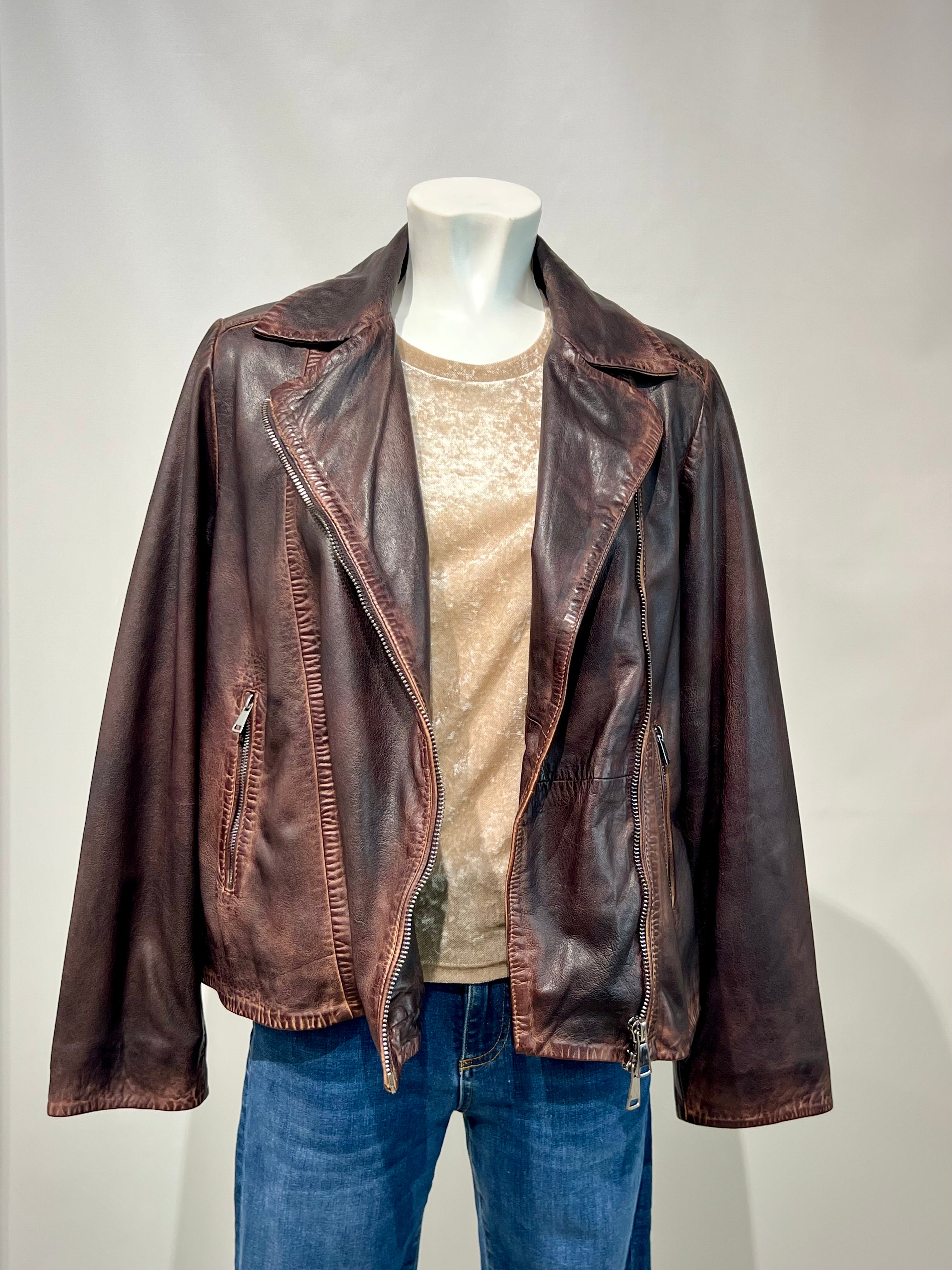 DW5-CYGNI Biker Pelle Dark Brown Woman