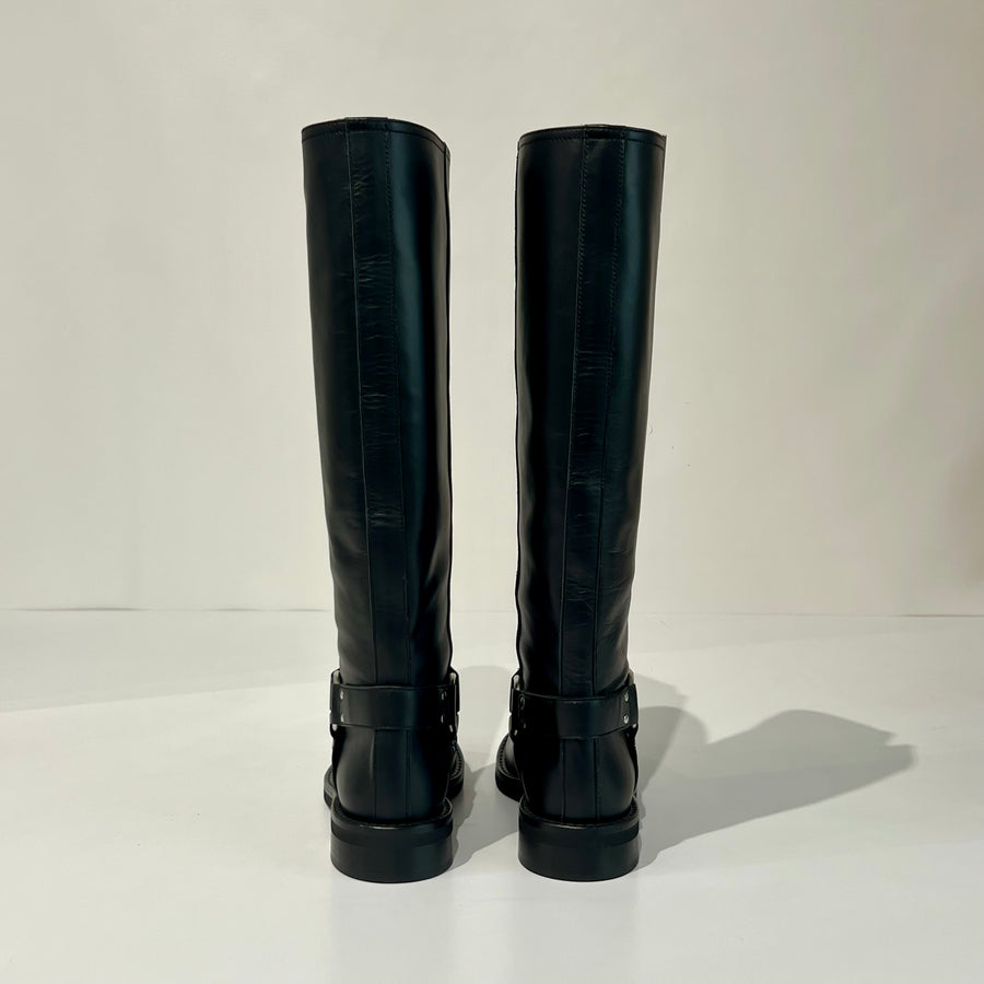 W5-4219 Stivale Biker V Nikel e Cinturino Nero