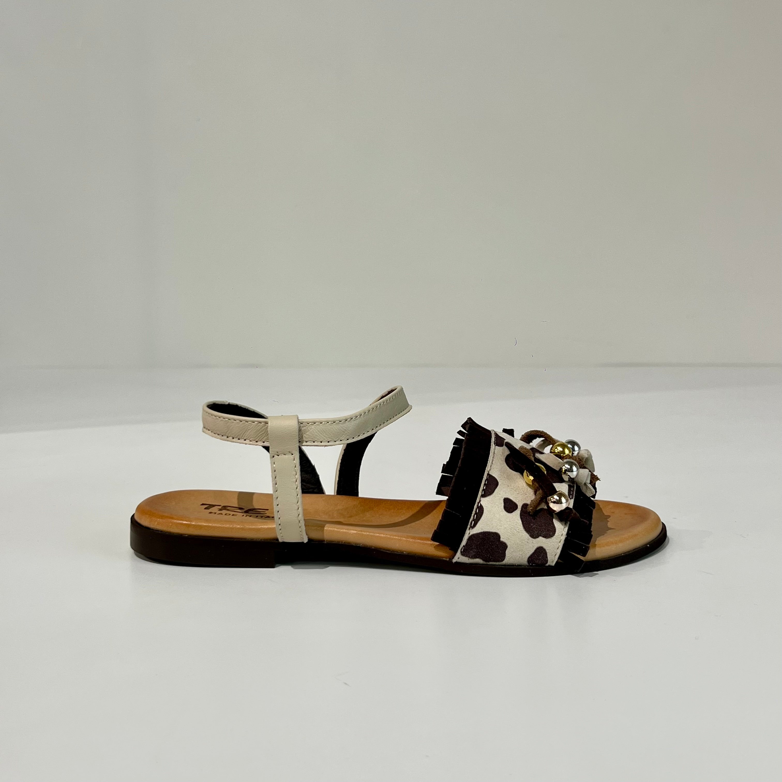 S6-1920 Sandalo Stampa Mucca Latte/Moro