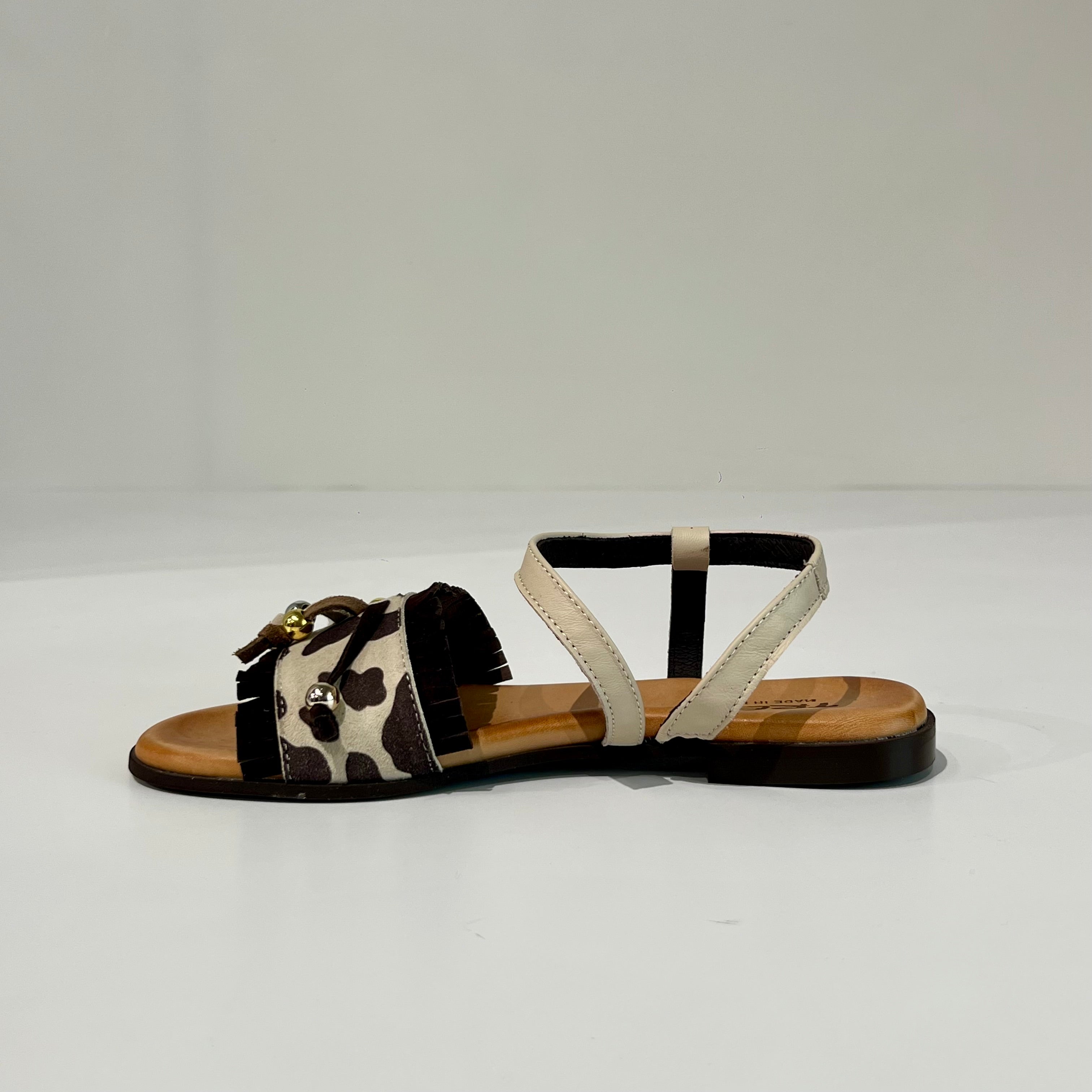 S6-1920 Sandalo Stampa Mucca Latte/Moro