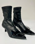 W6-3351 Tronchetto in Tessuto Stretch e Vernice Nero
