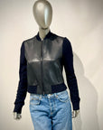 DS5-KEIRA Bomber Full Zip Knit/Leathers DK.Blu Woman