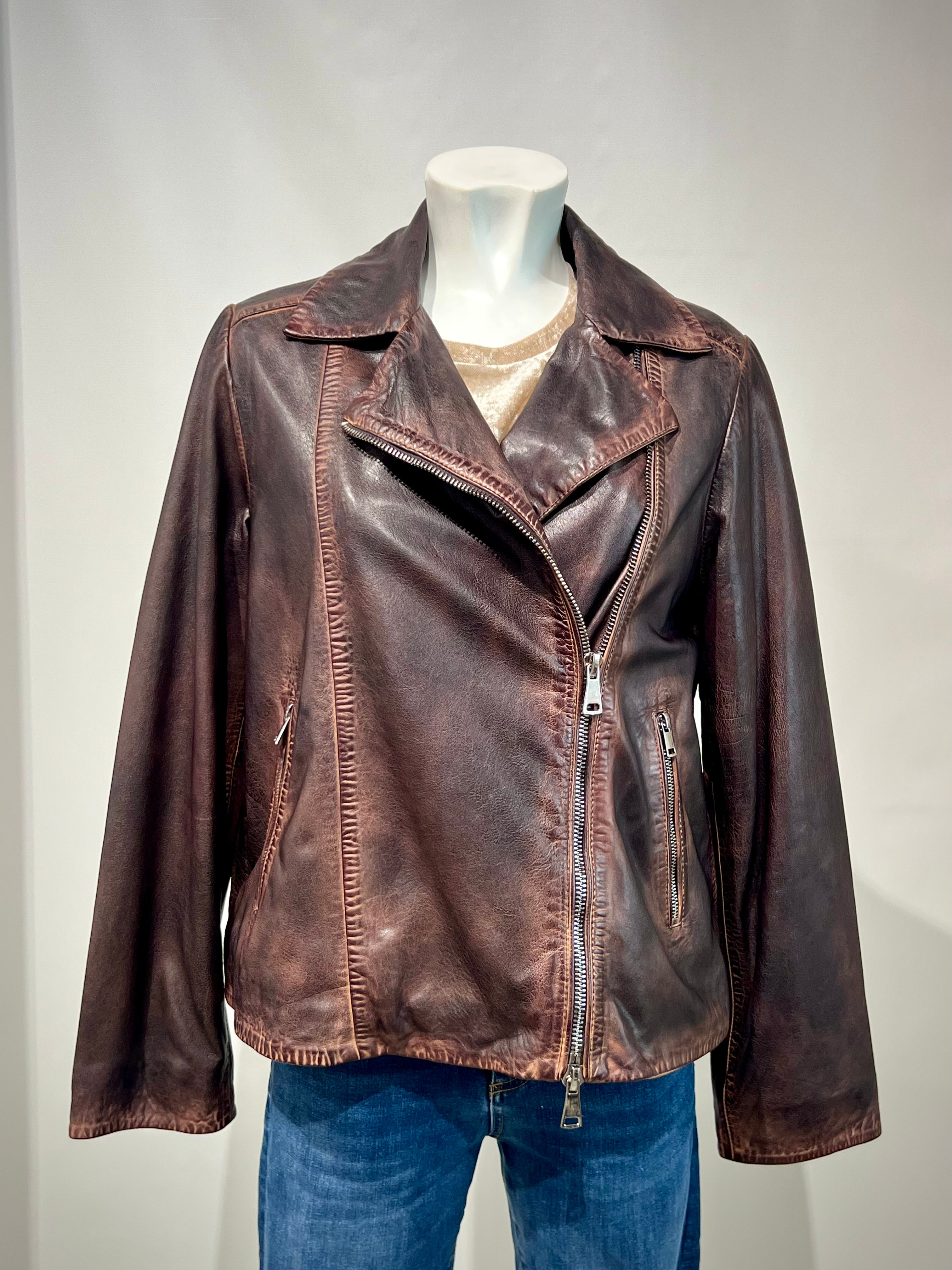 DW5-CYGNI Biker Pelle Dark Brown Woman