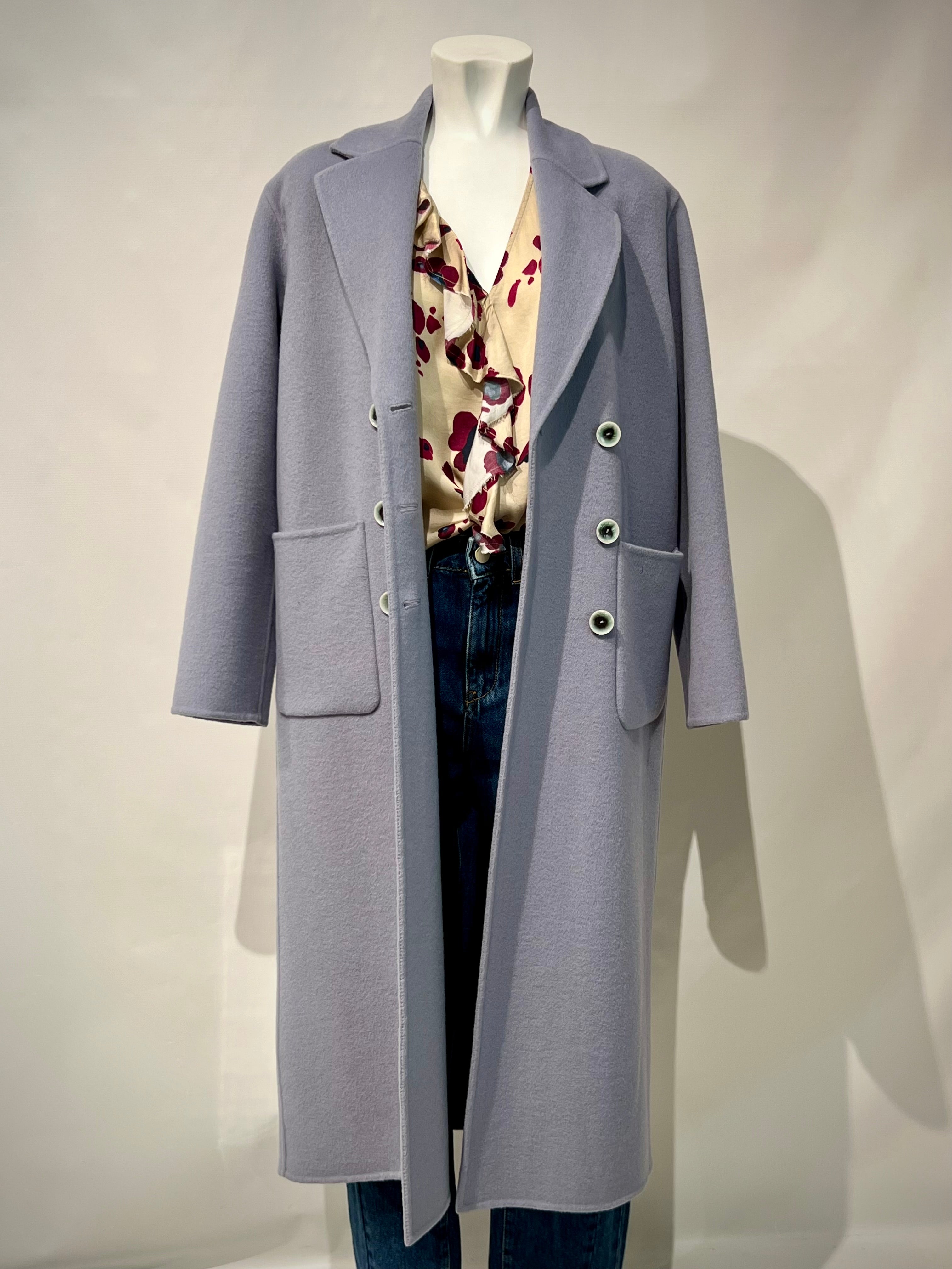 W5-35043 Cappotto Lungo Doppiopetto Cenere