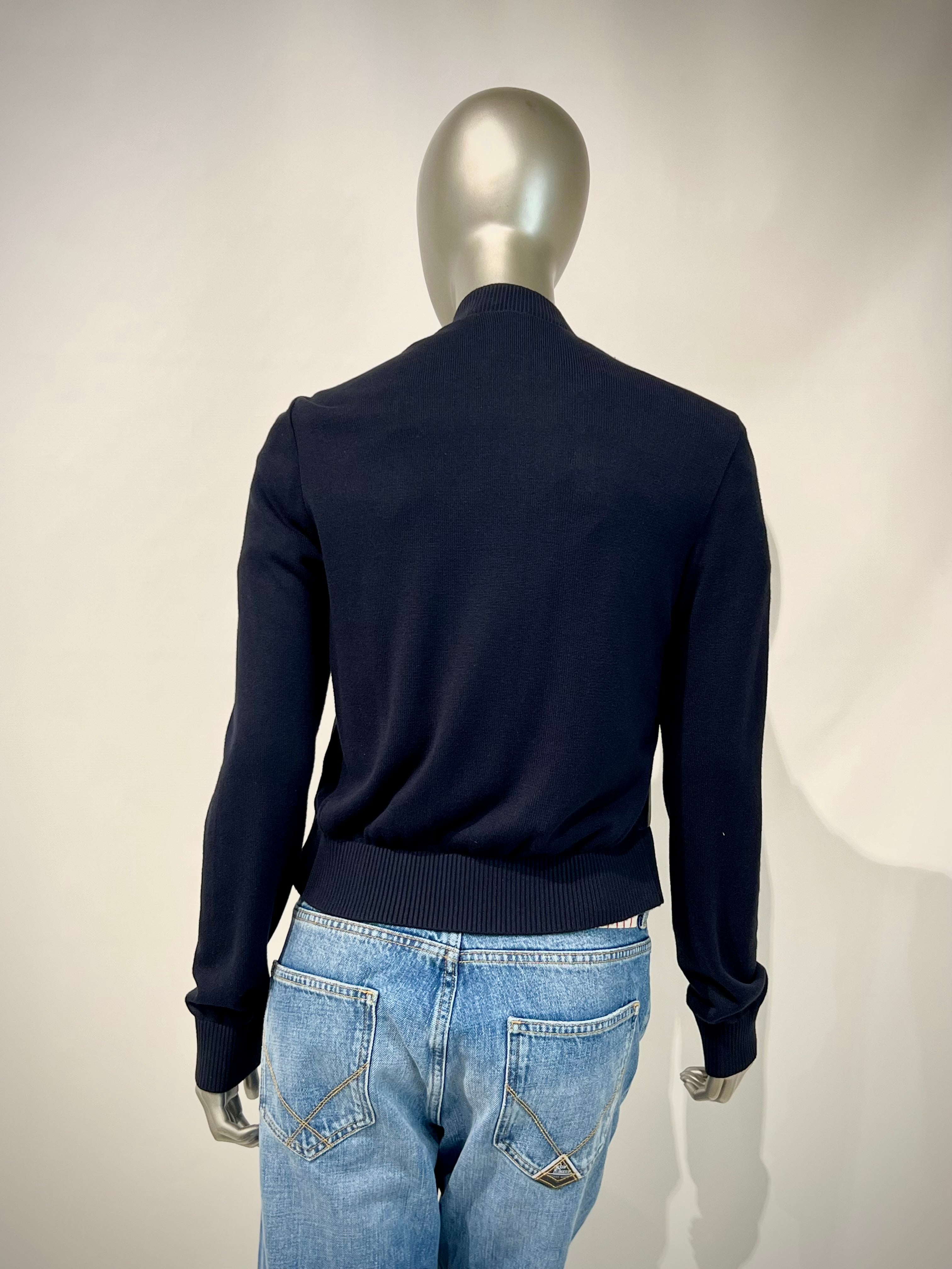 DS5-KEIRA Bomber Full Zip Knit/Leathers DK.Blu Woman