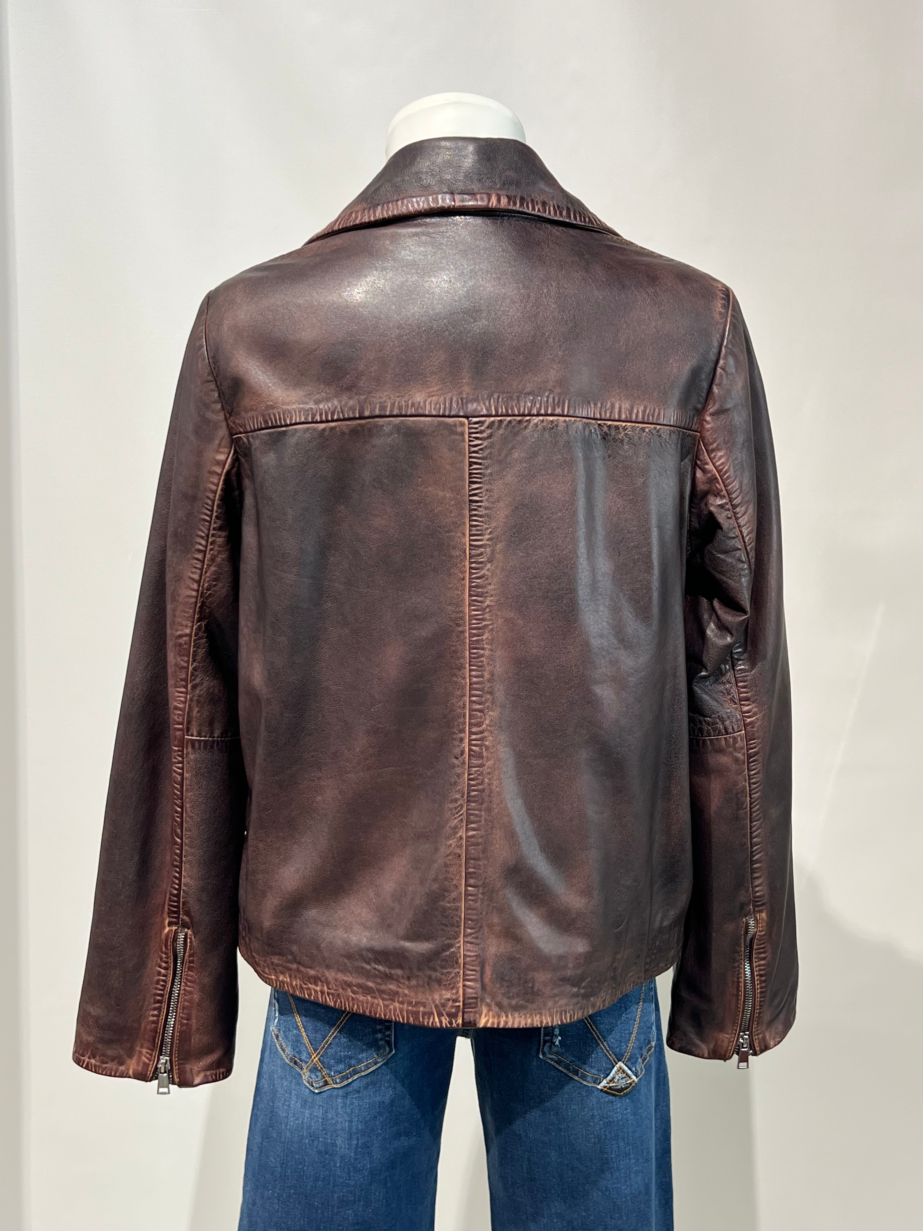 DW5-CYGNI Biker Pelle Dark Brown Woman