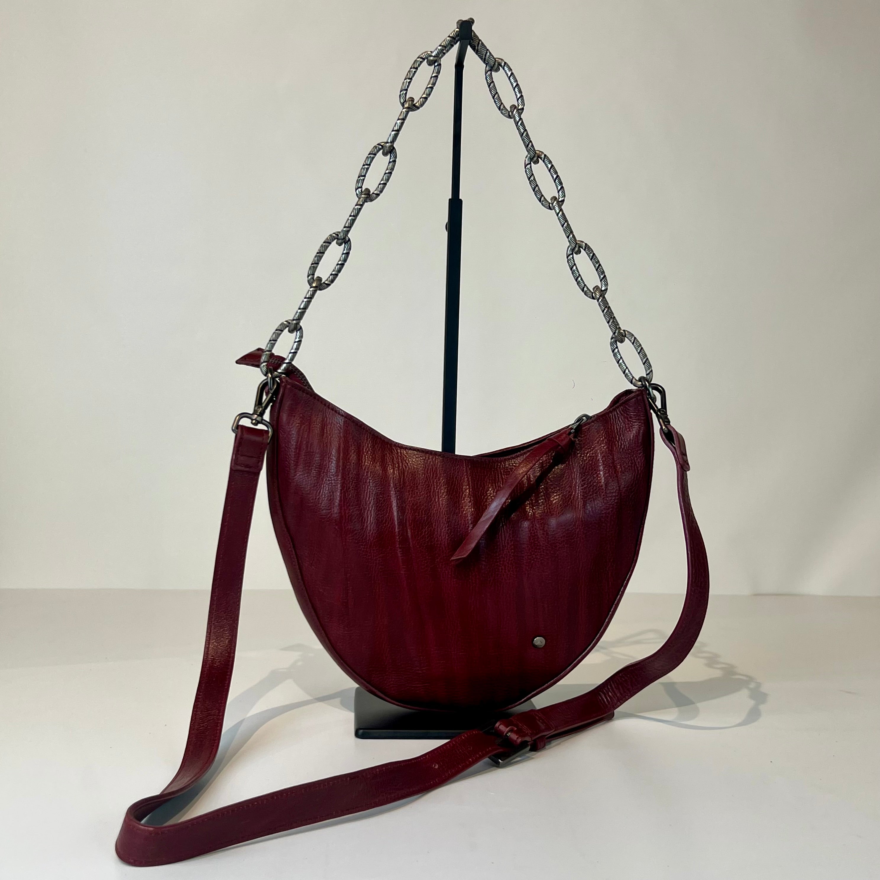 W5-9702 Borsa Tracolla Catena Pelle Crinkle Blood