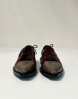 W6-G19-B Scarpa Lacci Vernice Taupe/Bordeaux