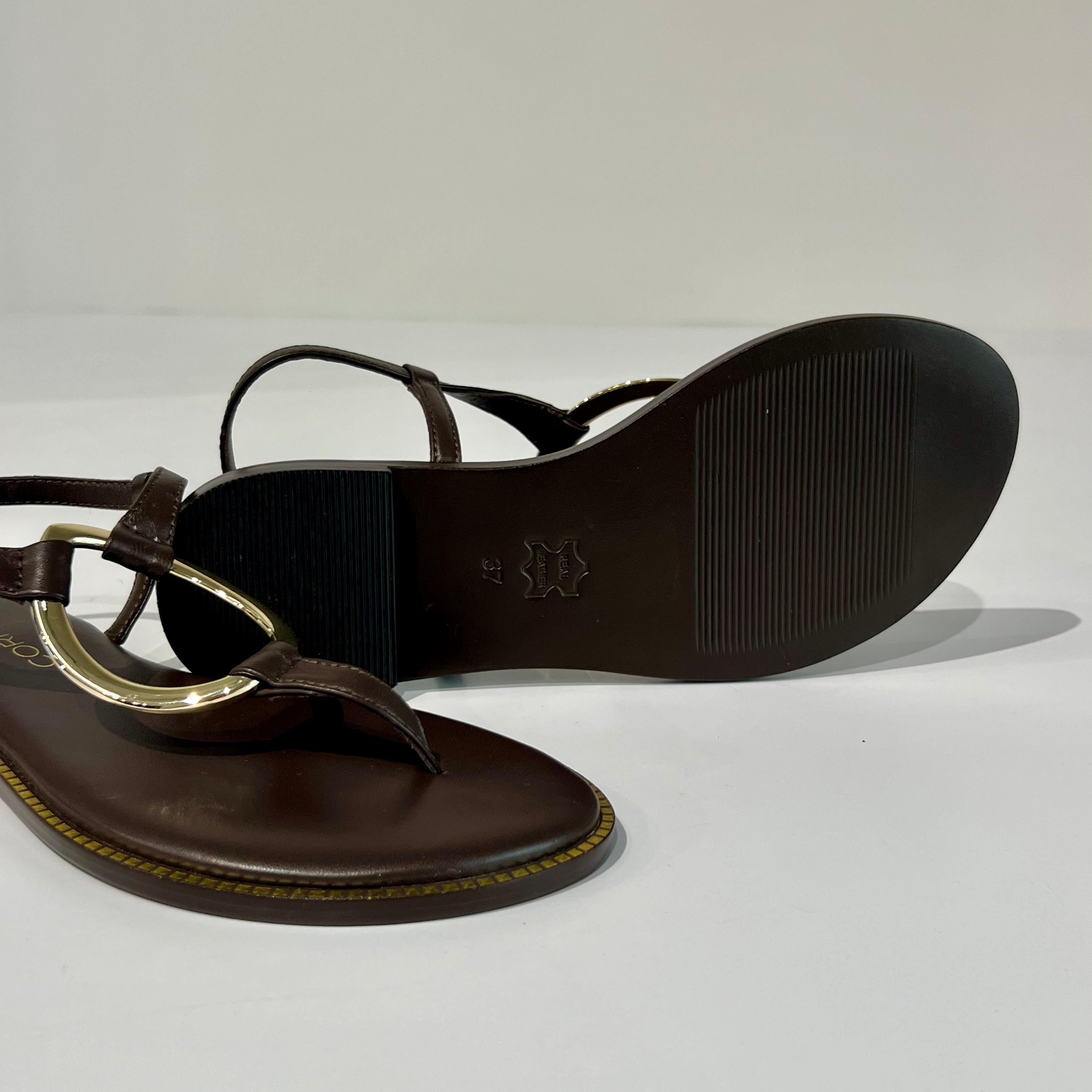 S6-8521 Sandalo Infradito Dettaglio Gold Chocolate